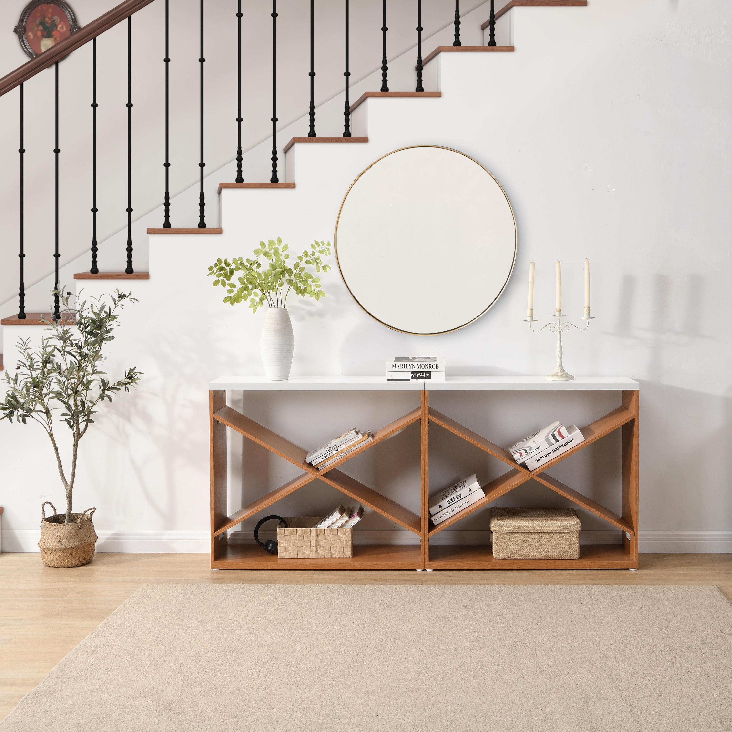 70.87 inch Farmhouse Console Table, white