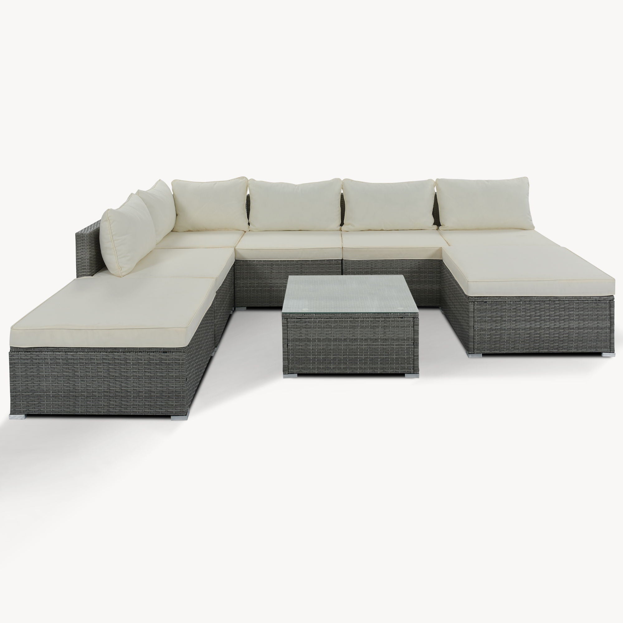 8 Pieces Outdoor Patio Furniture Conversation Wicker Sofa Set