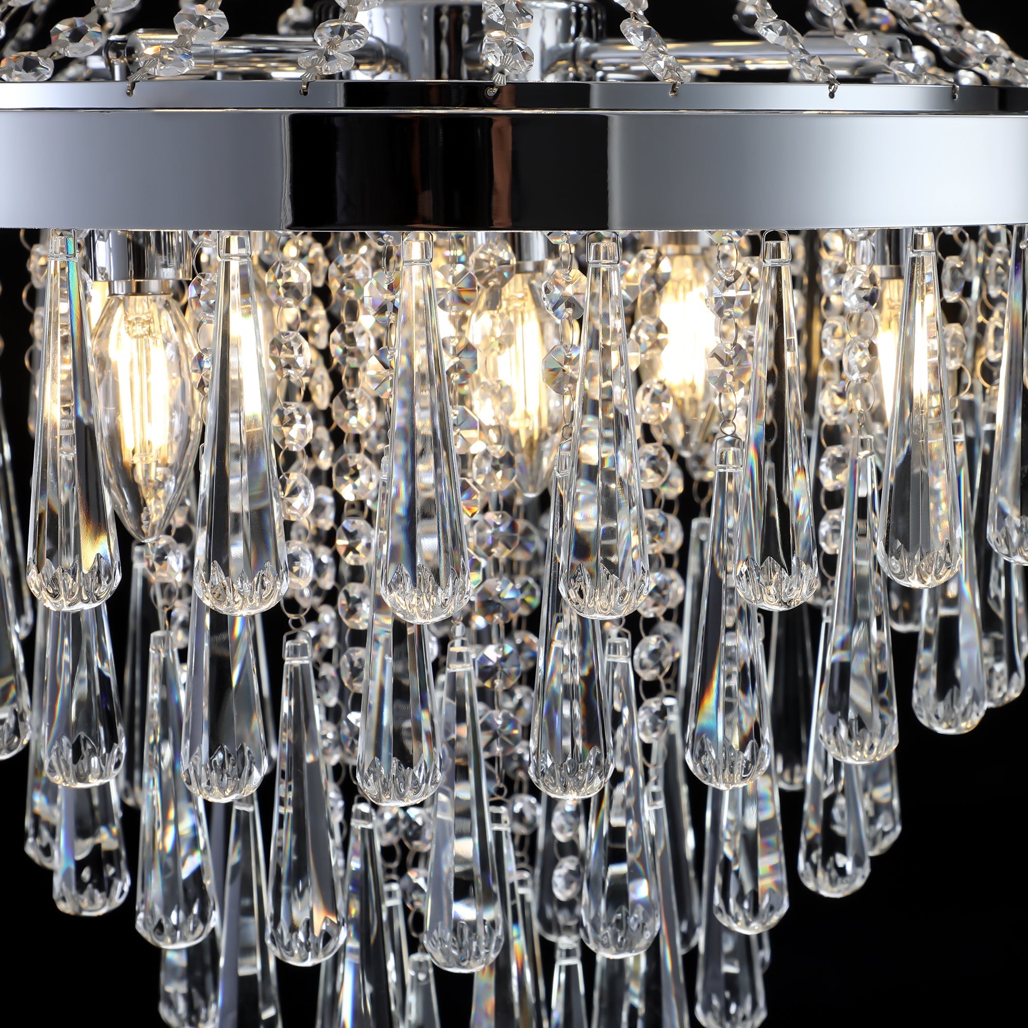 20" Chrome Crystal Chandelier with Adjustable Height