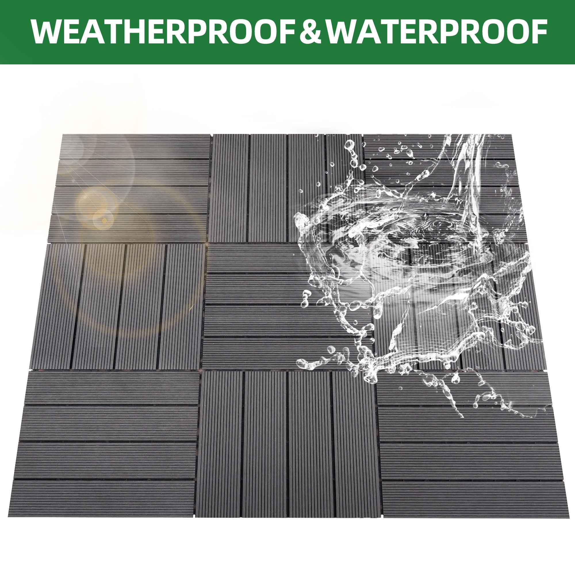 DIY Interlocking Deck Tiles Waterproof Outdoor And Indoor Flooring - Gray