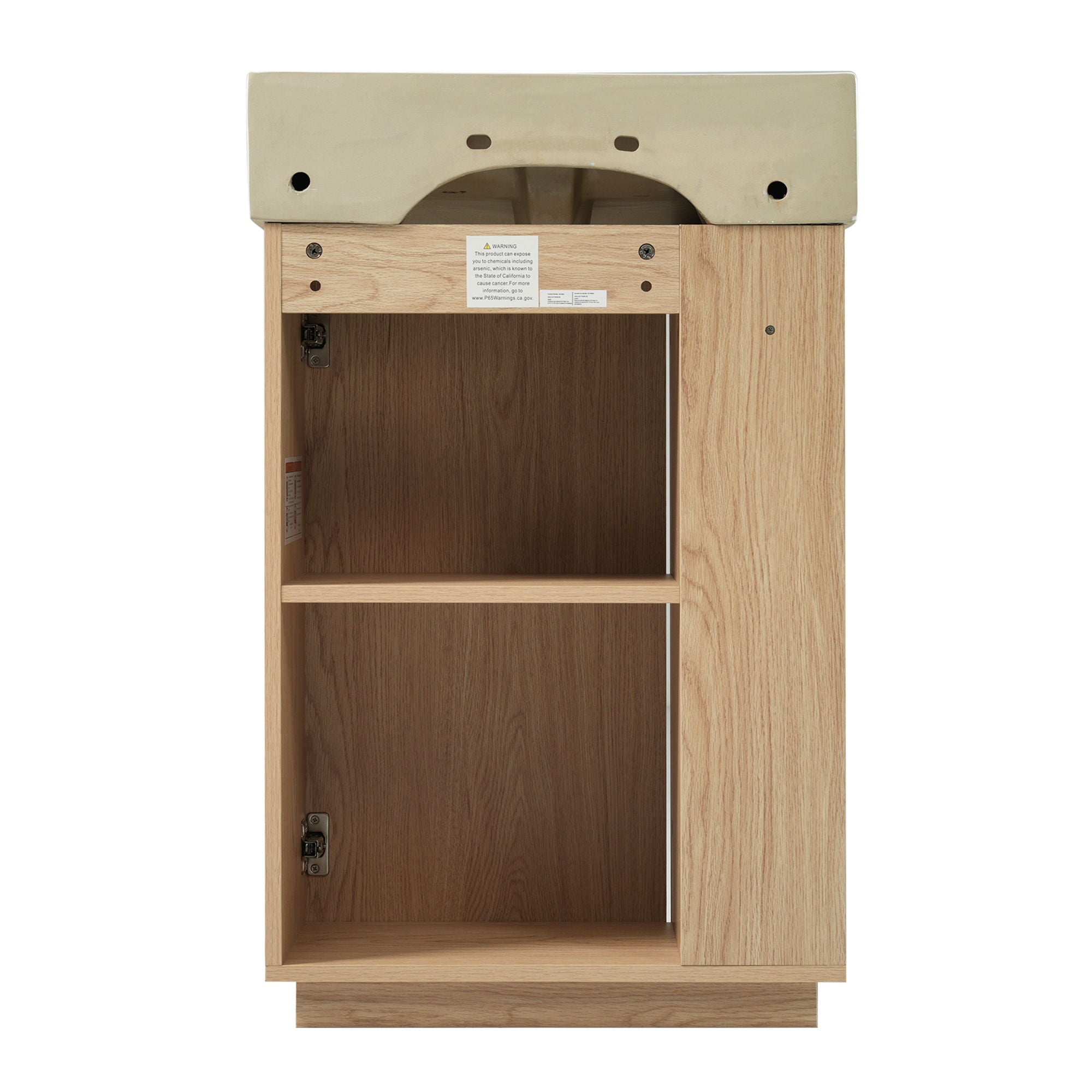 21.6" Bathroom Vanity With Sink And Freestanding Wood Grain Cabinet Featuring Left Door - Wood
