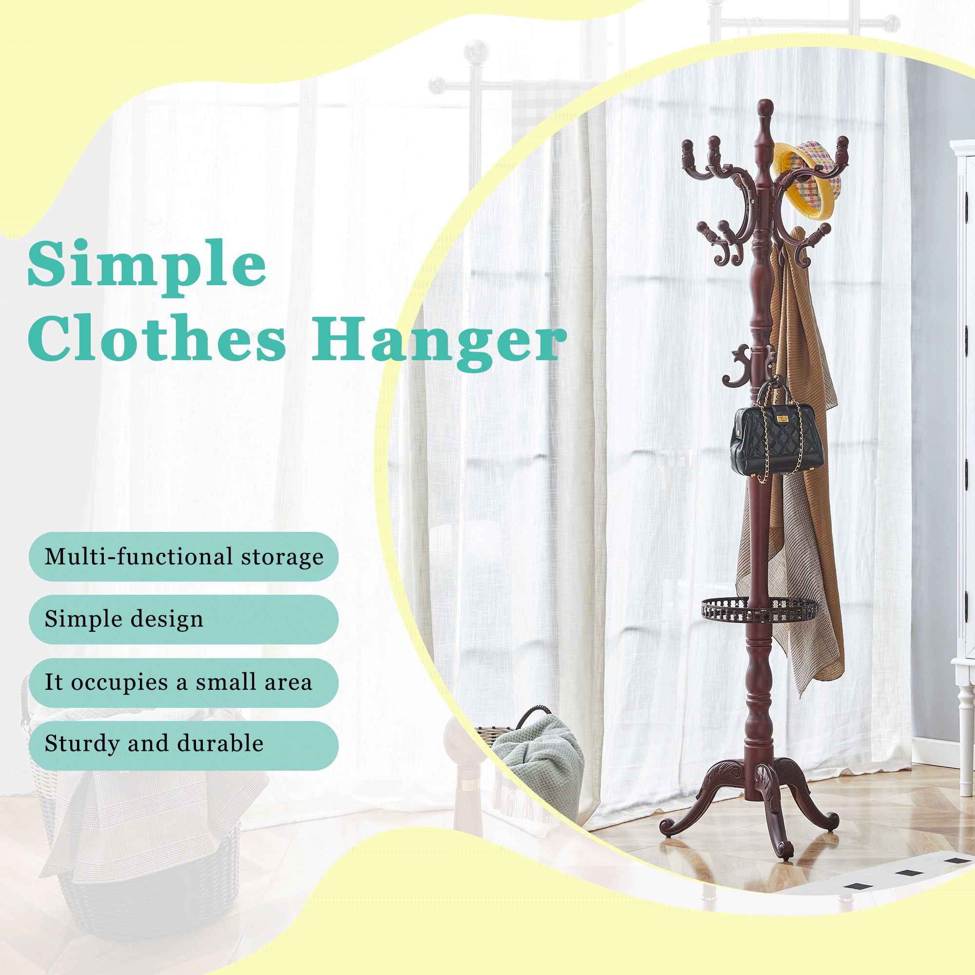 Multifunctional Coat And Hat Rack With Resin Stainless Steel Storage