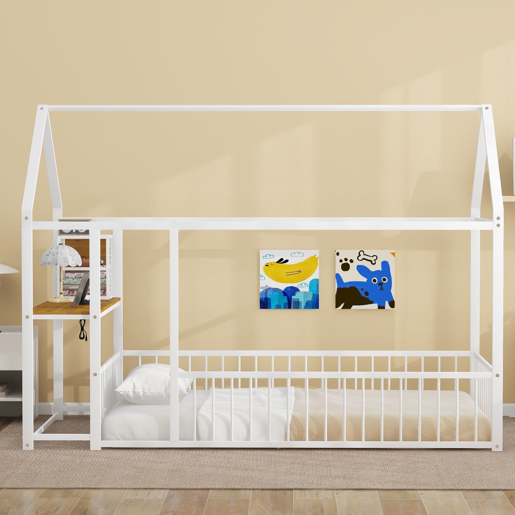 House Frame With Desk, Shelves, Power Outlets And USB Ports