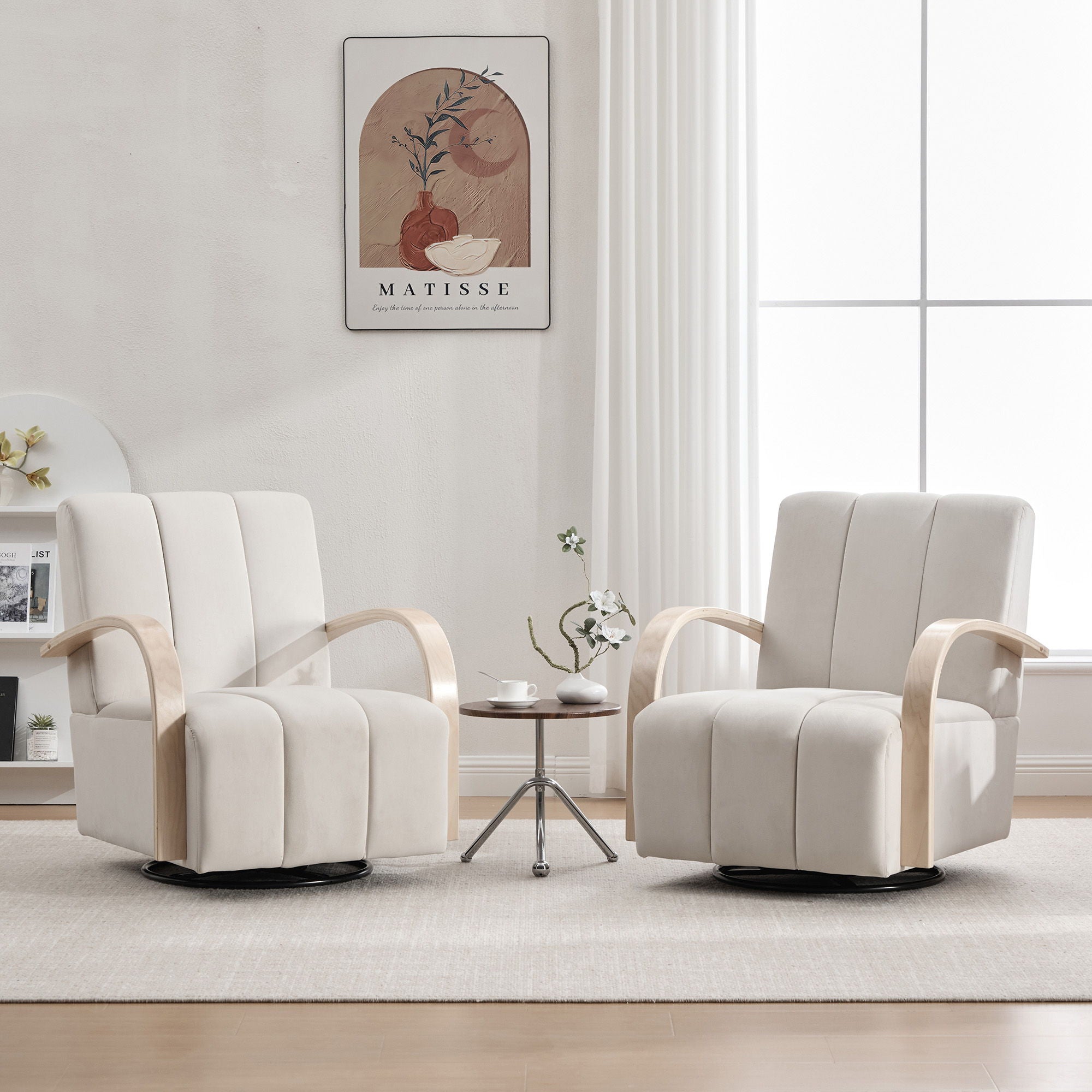 360° Swivel Accent Chair With Armrests, Comfy Lounge Chair - Beige