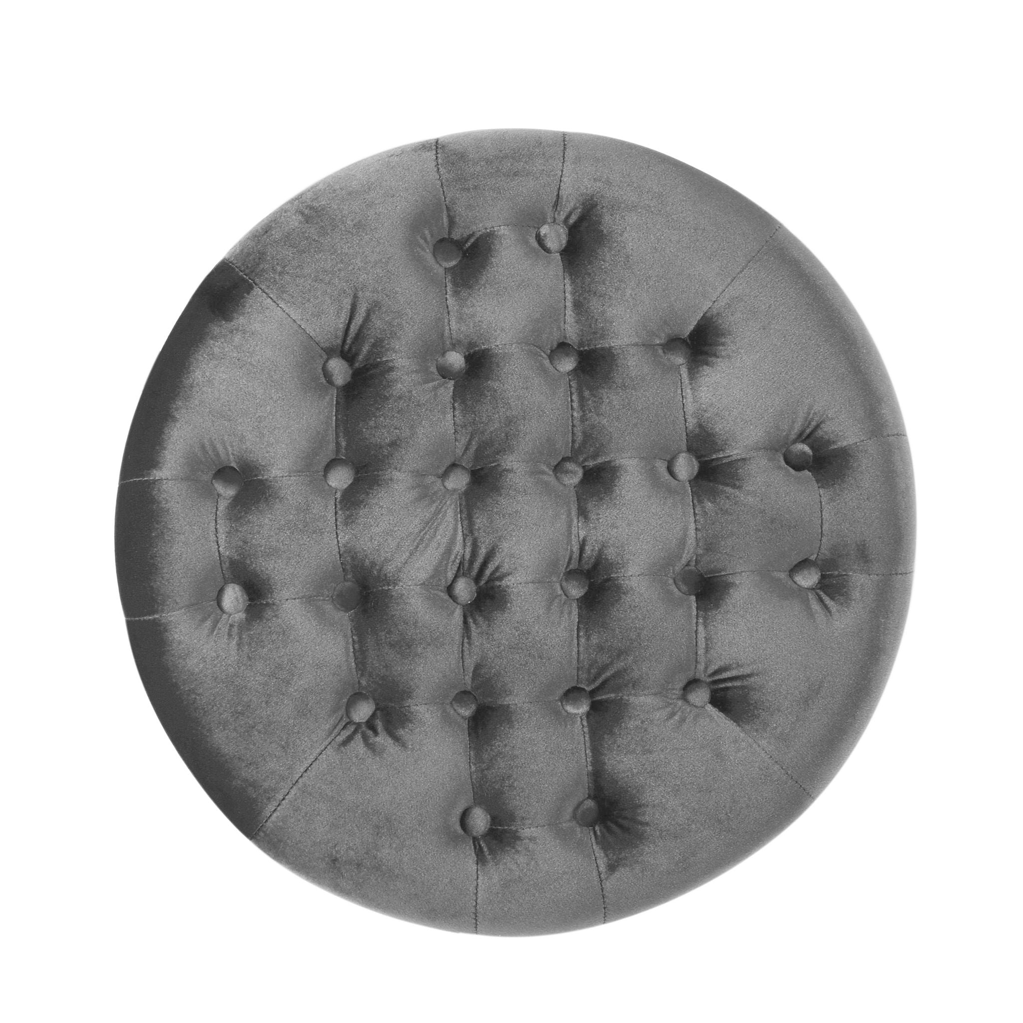 Elegant Round Ottoman Footstool With Studded Rim