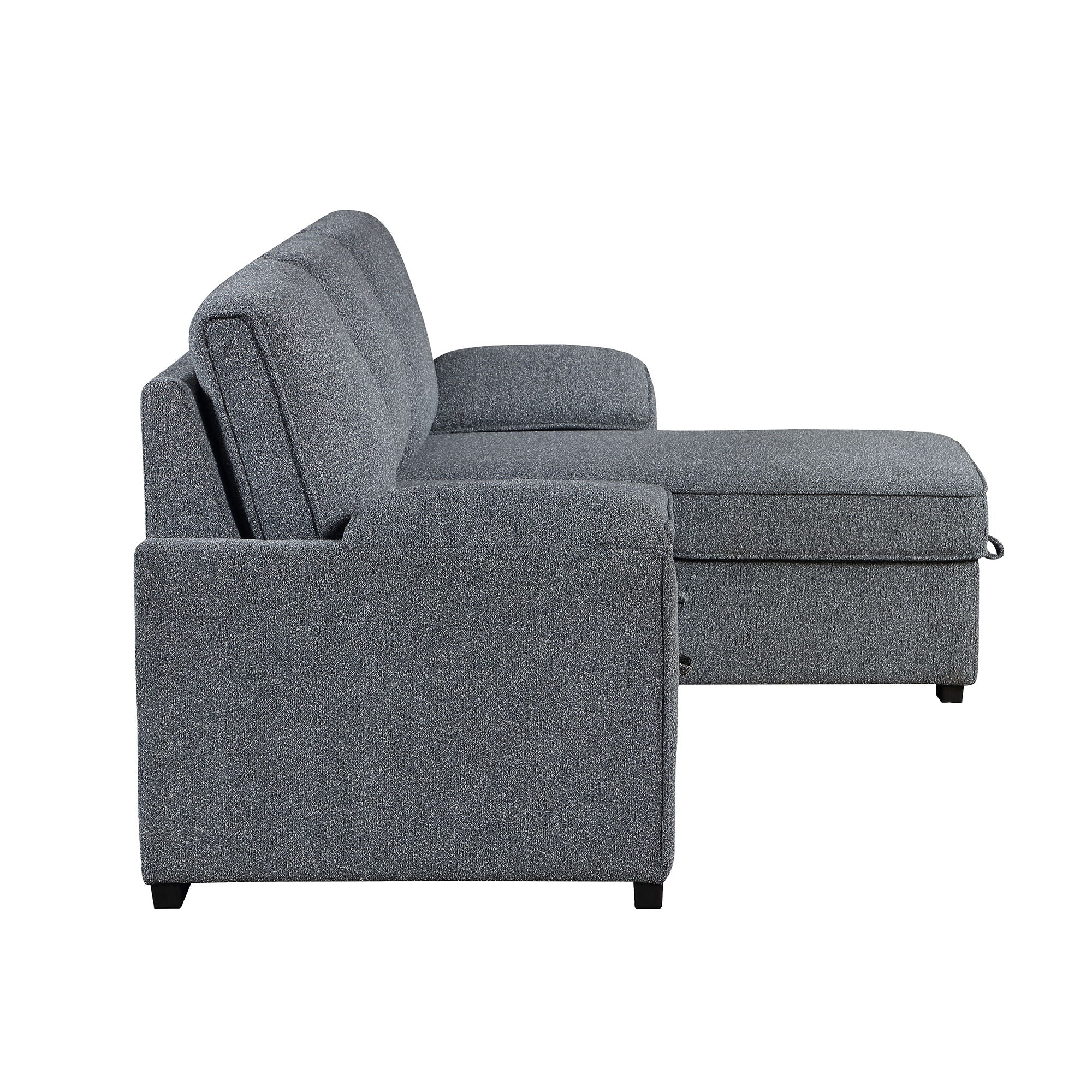 Rebecca - Sofa With Pull Out Bed, Storage Chaise, USB And Cup Holders - Dark Gray