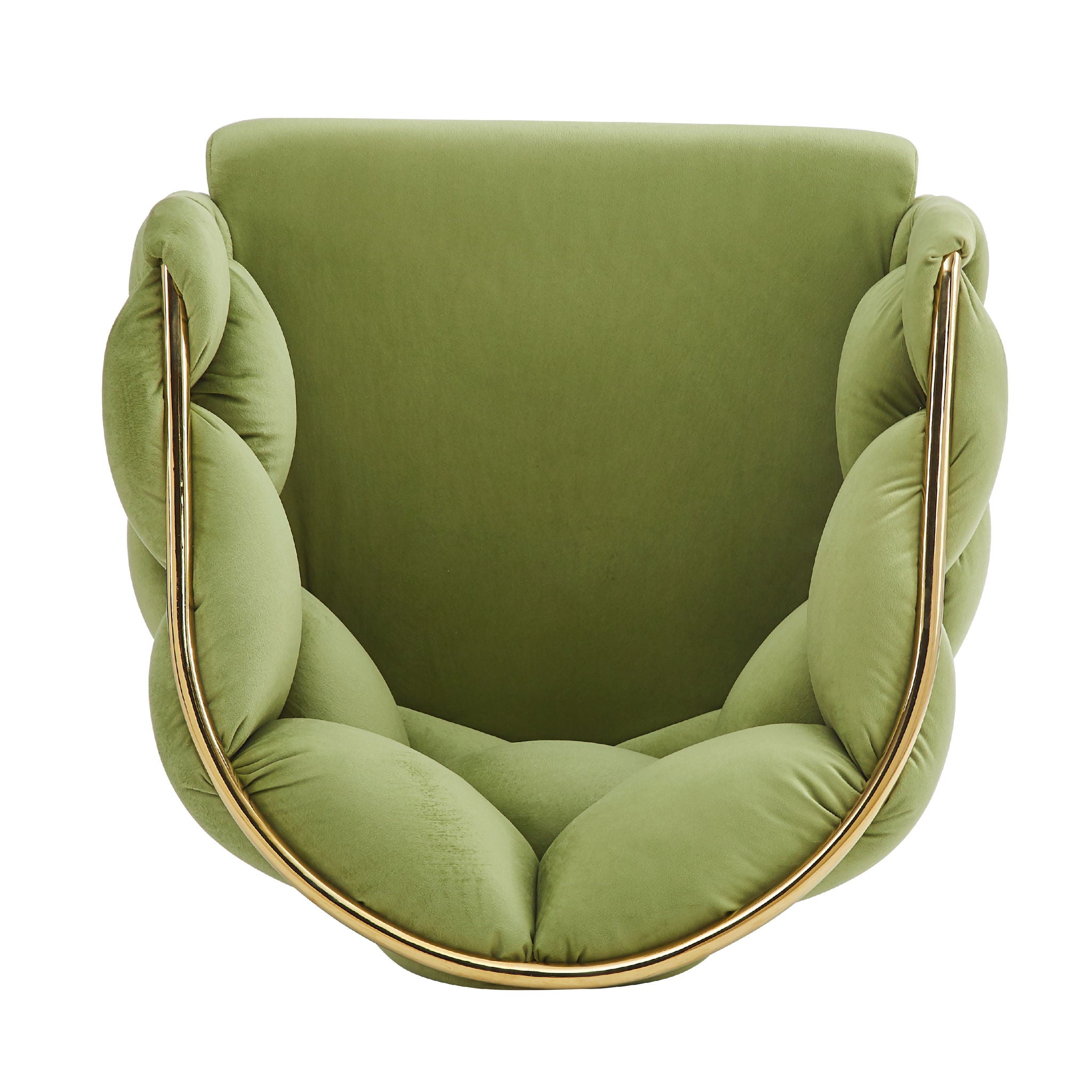 Luxury Handmade Accent Chair (Set of 2) With Gold Legs, Modern Green Velvet Armchair For Living Room And Bedroom - Green