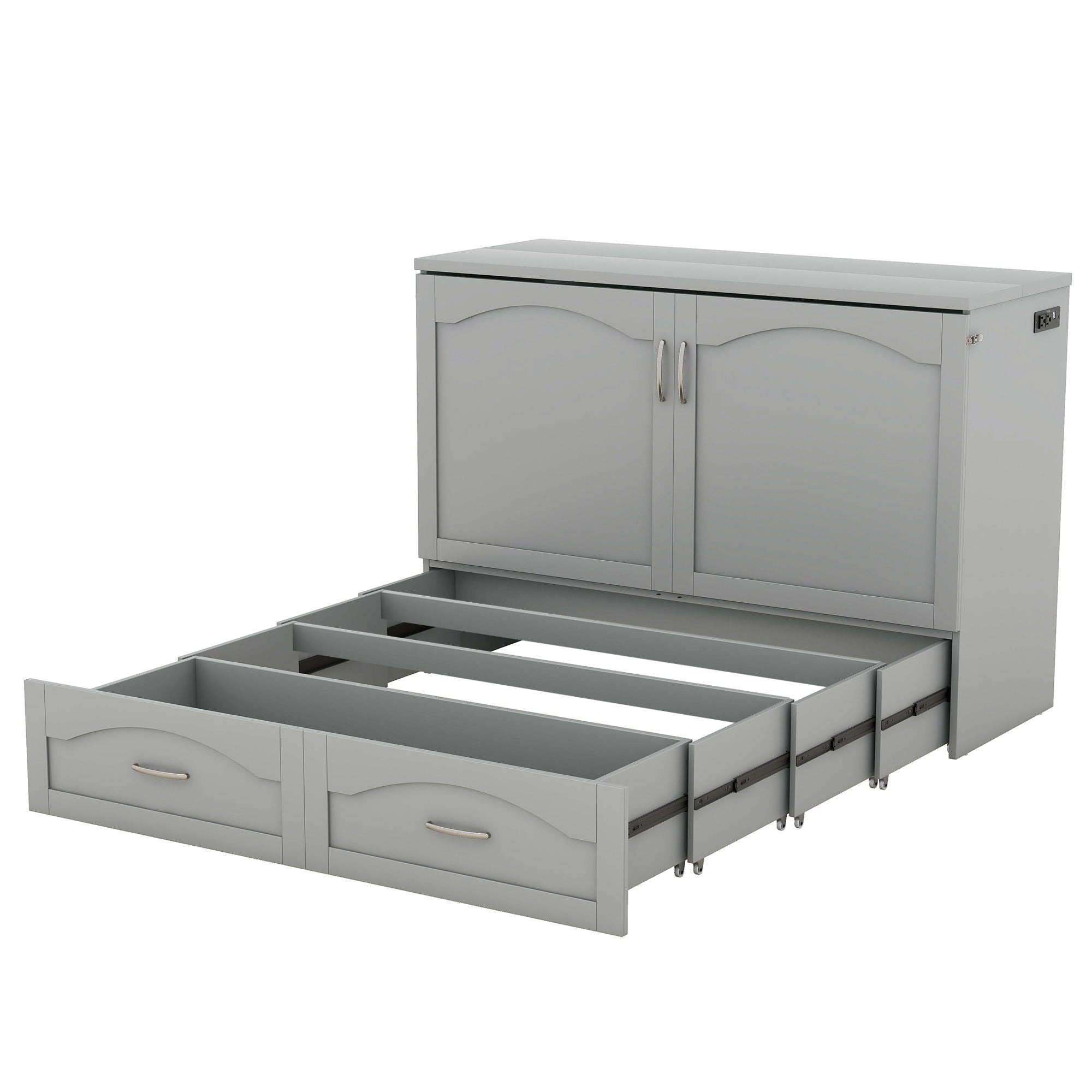 Murphy Wall Bed With Drawer And A Set Of Sockets & USB Ports, Pulley Structure Design