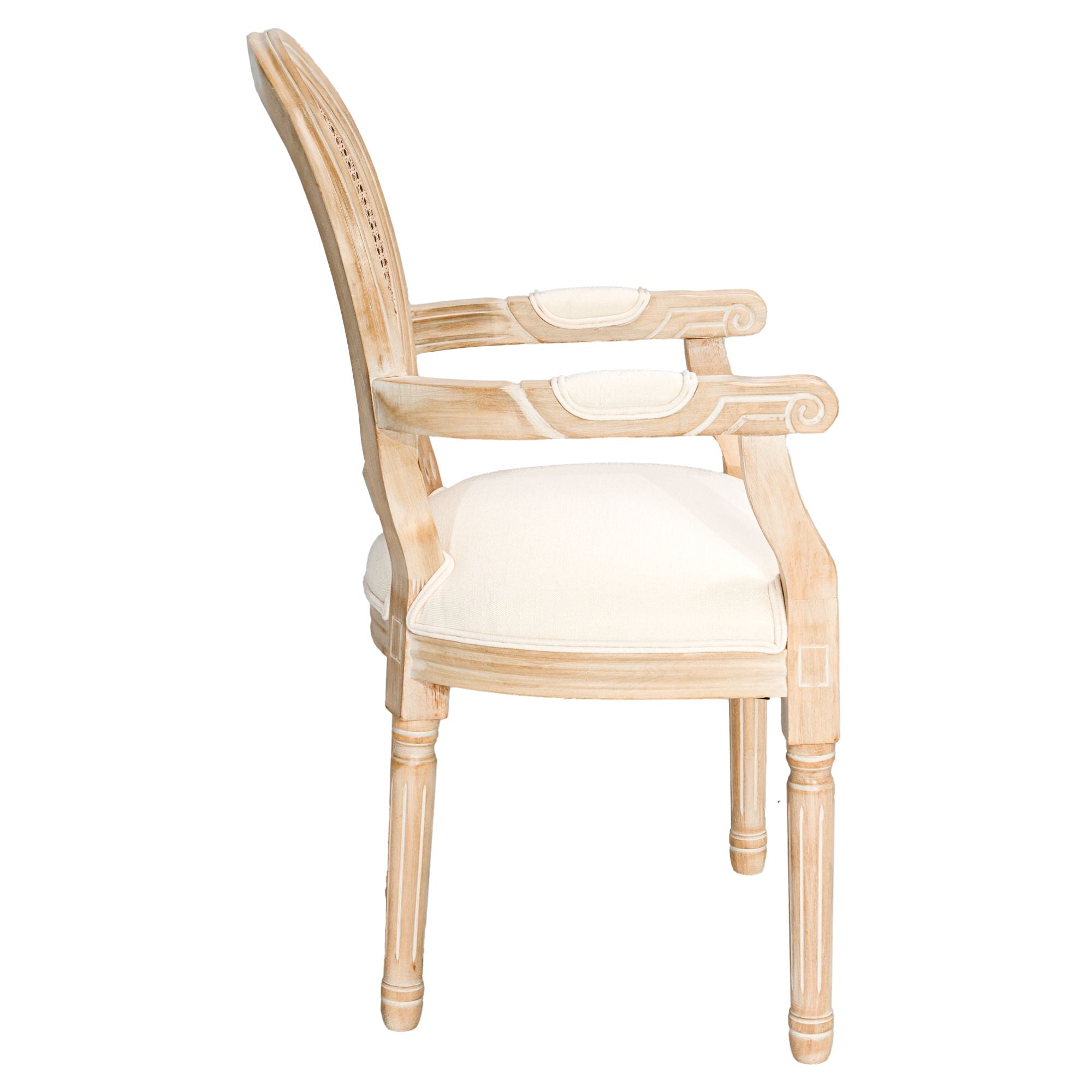 French Vintage Upholstered Fabric Dining Armchair (Set of 2) - Beige