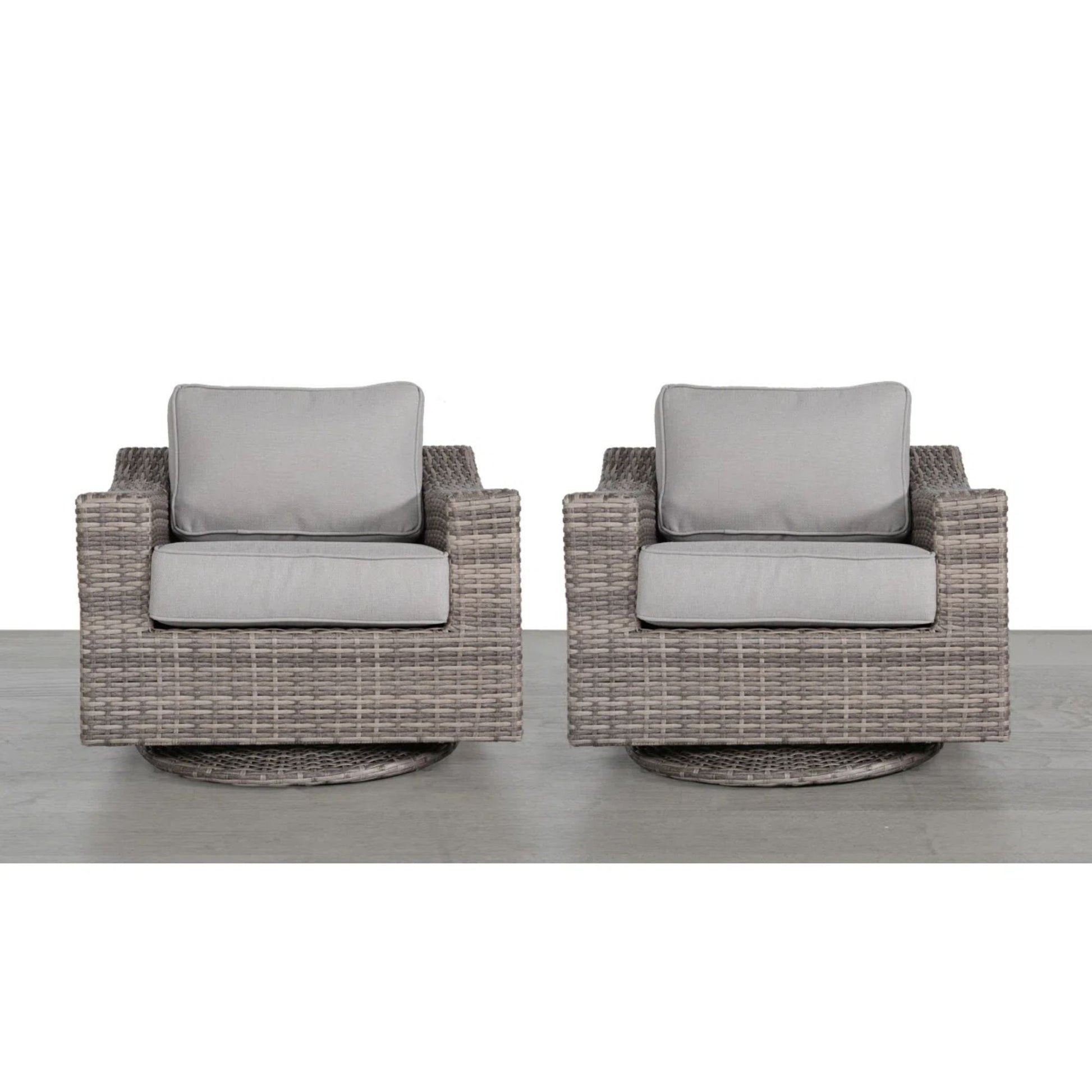 Elegant Swivel Patio Chair With Luxurious Cushions Perfect For Outdoor Relaxation (Set of 2) - Gray Mix - Best Buy Furniture