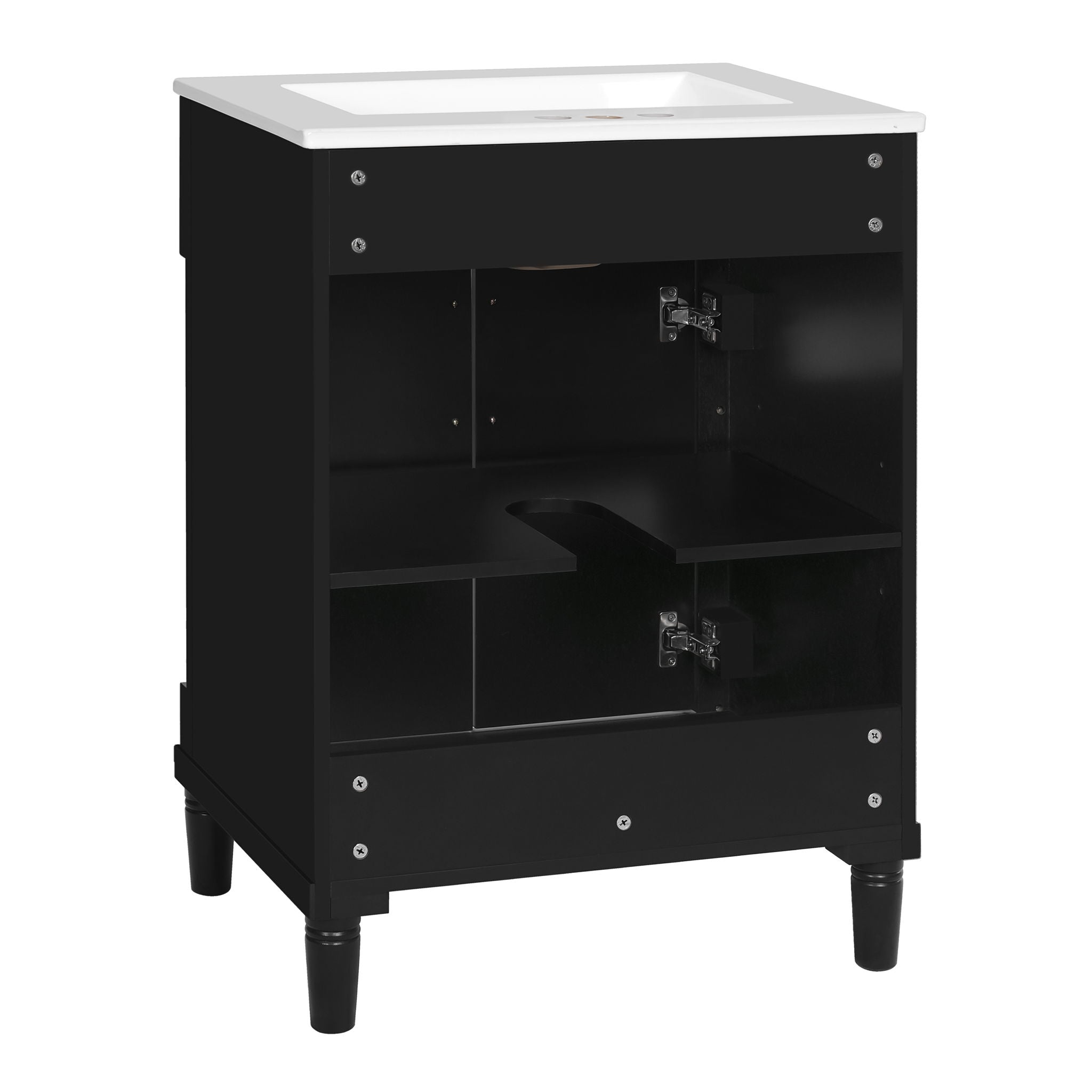 Bathroom Vanity With Integrated Sink, 2 Door Cabinet - Black