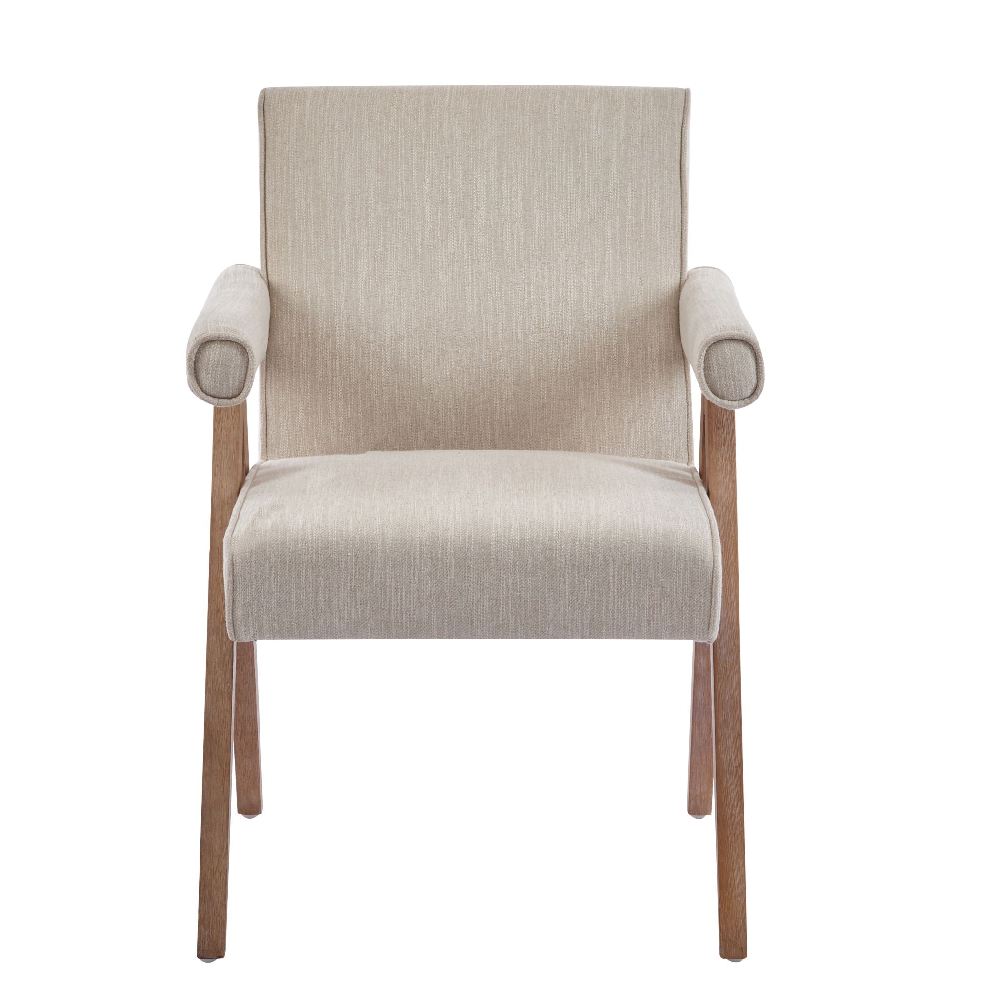 Contemporary Poppy Fabric Dining Armchair With Rubberwood Legs