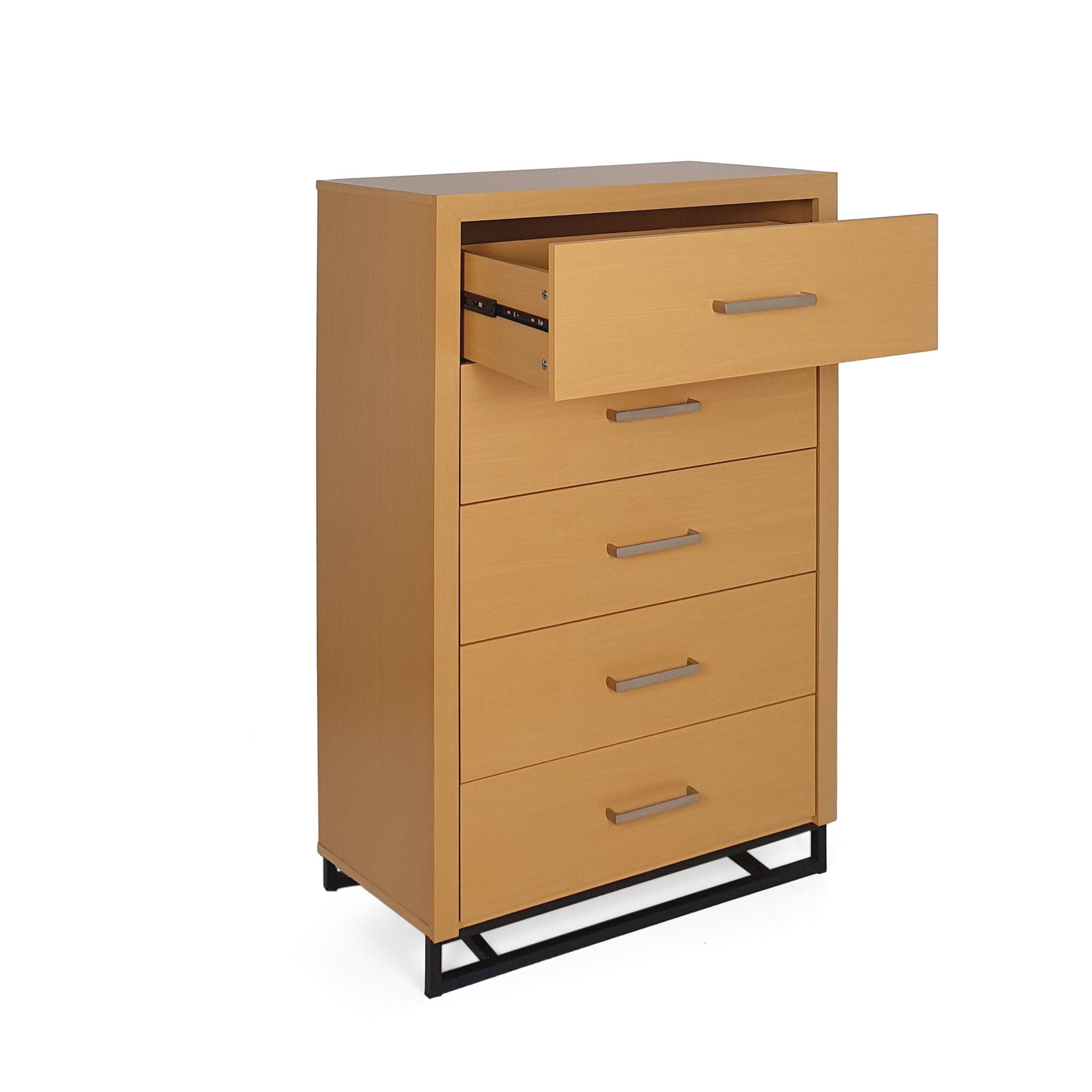 Glimmering Chest With 5 Drawers And Iron Base - Maple / Black
