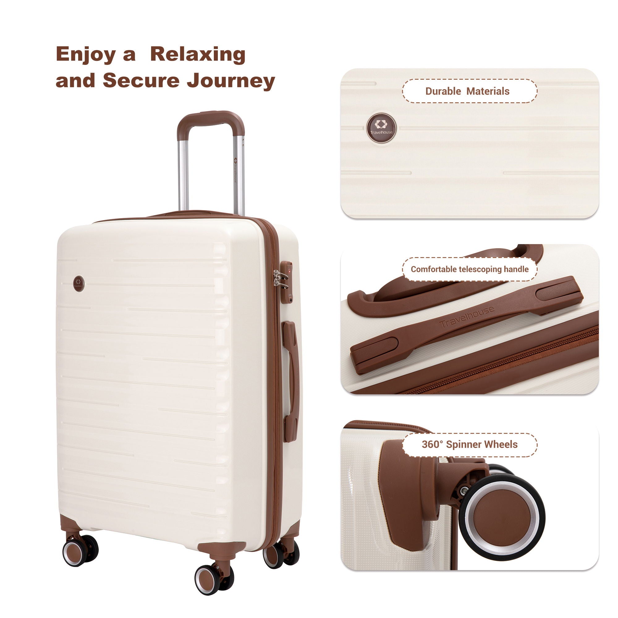 5 Piece Set Hardshell Carry On Luggage Set With Tsa Lock
