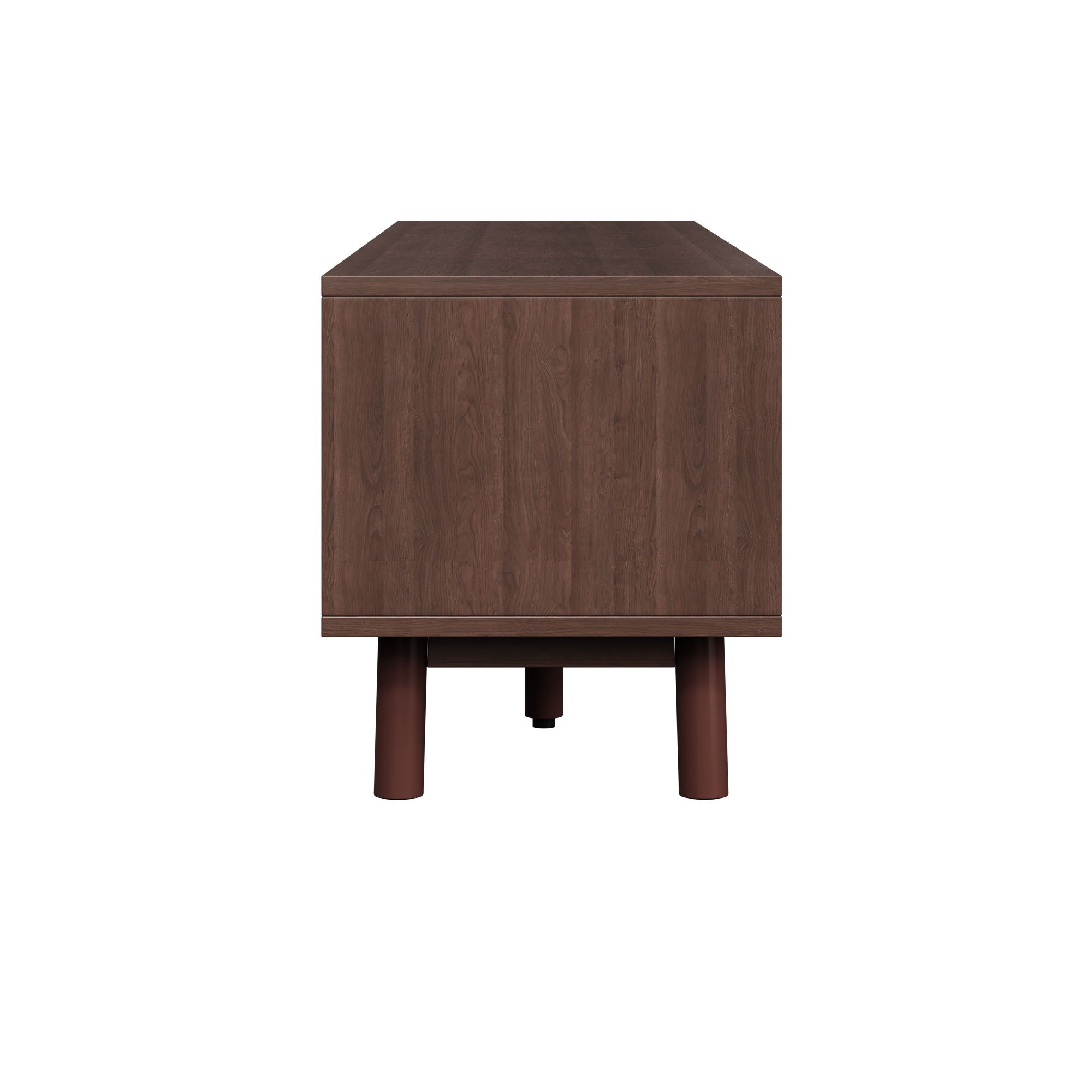 TV Stand For 75" TVs With Soft Closing Doors, Console With Accents And Drop Down Cabinet - Dark Brown