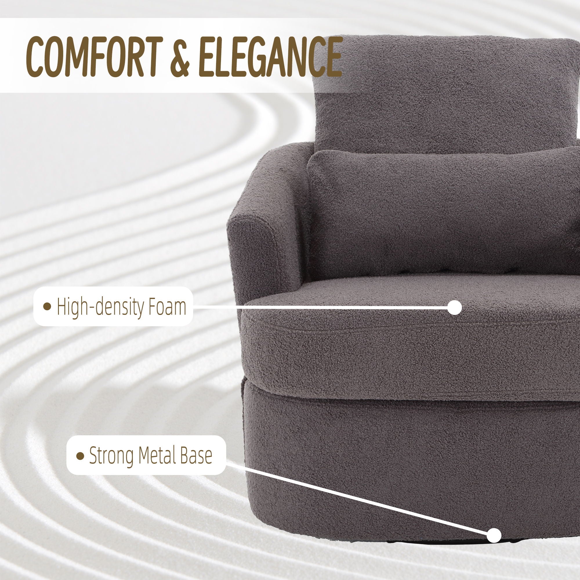 Modern Barrel Comfy Round Accent Sofa Chair, 360 Degree Swivel