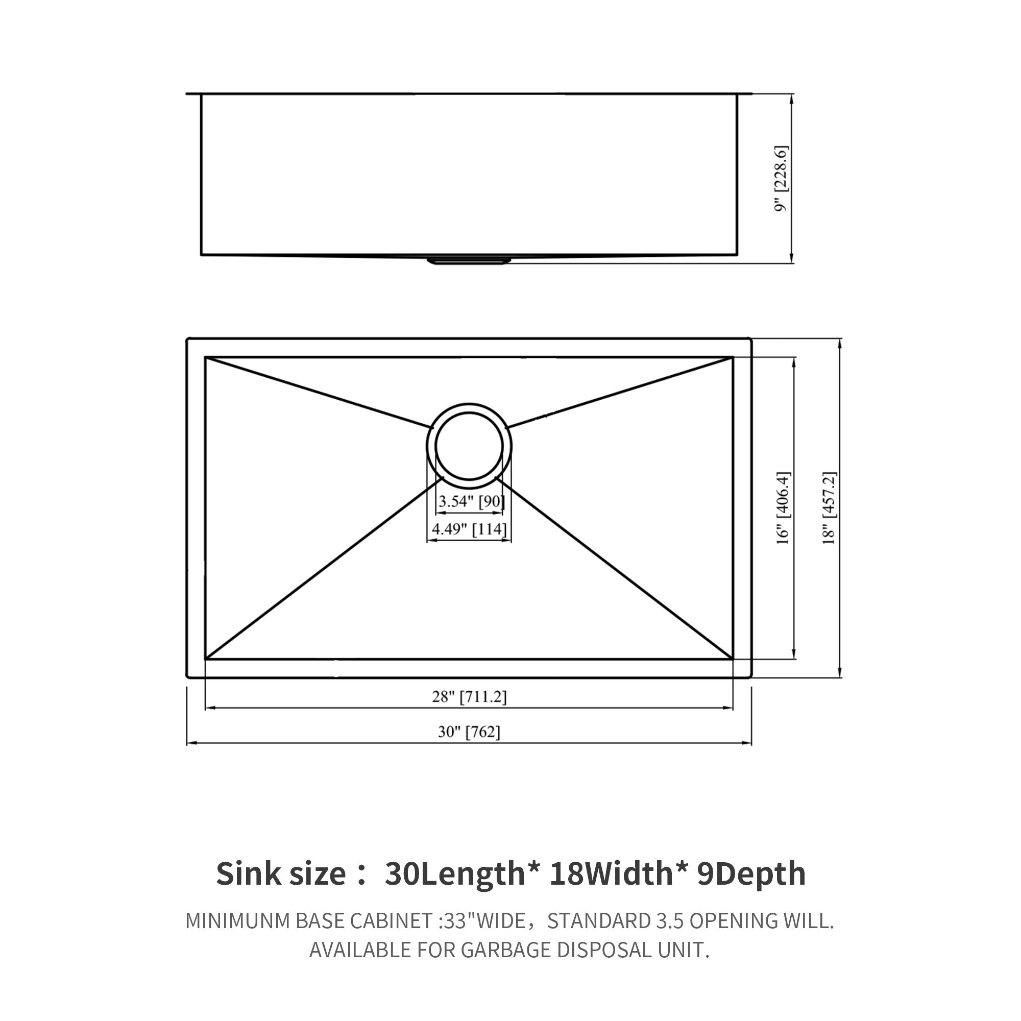 Modern Undermount Stainless Steel Kitchen Sink 16 Gauge, Deep Single Bowl