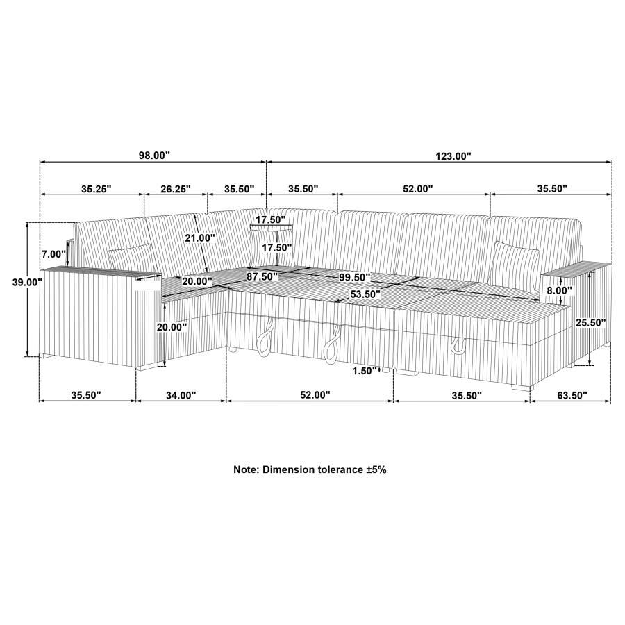 Devonshire - Sleeper Sectional Sofa Storage Chaise