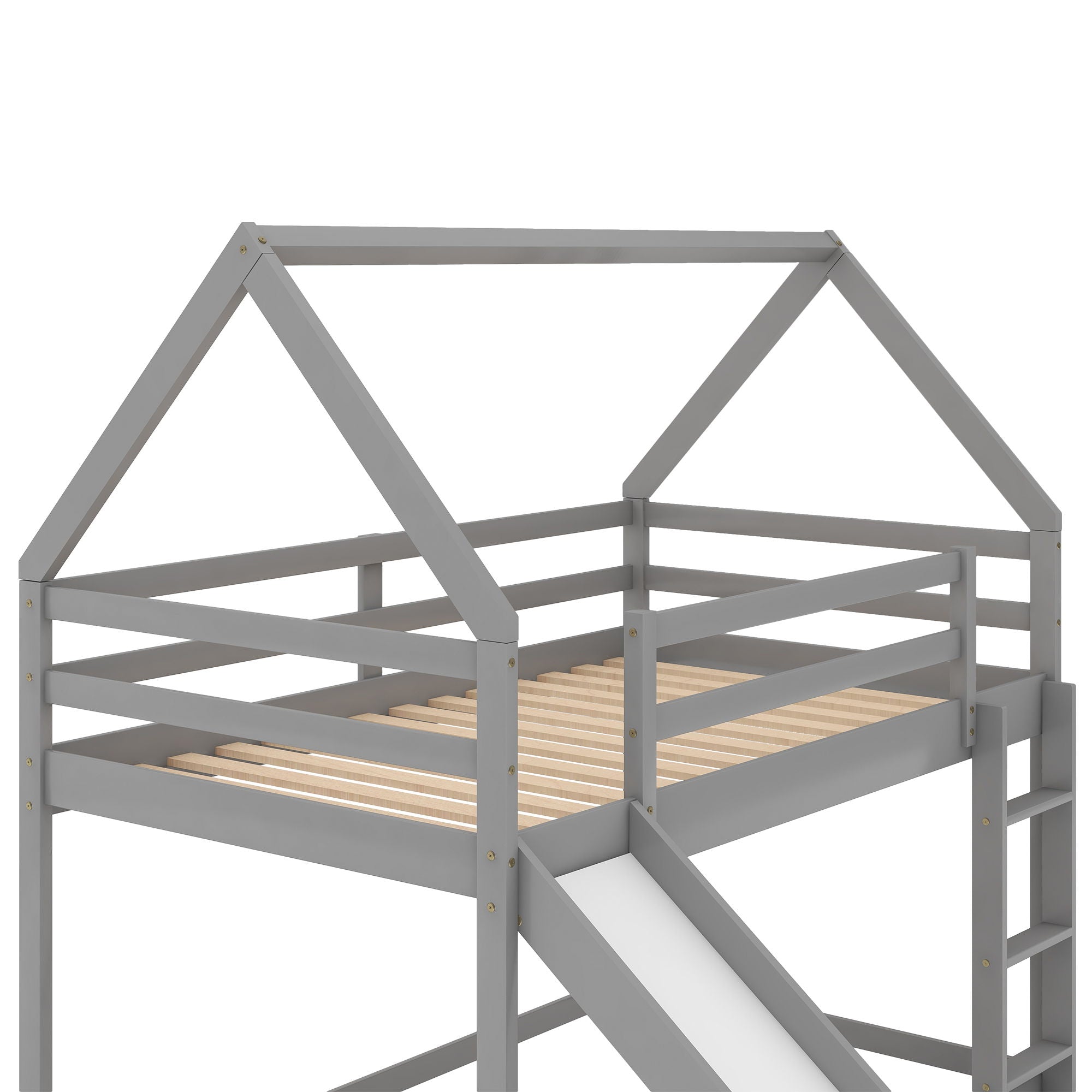 House Shape Bunk Bed With Slide And Ladder