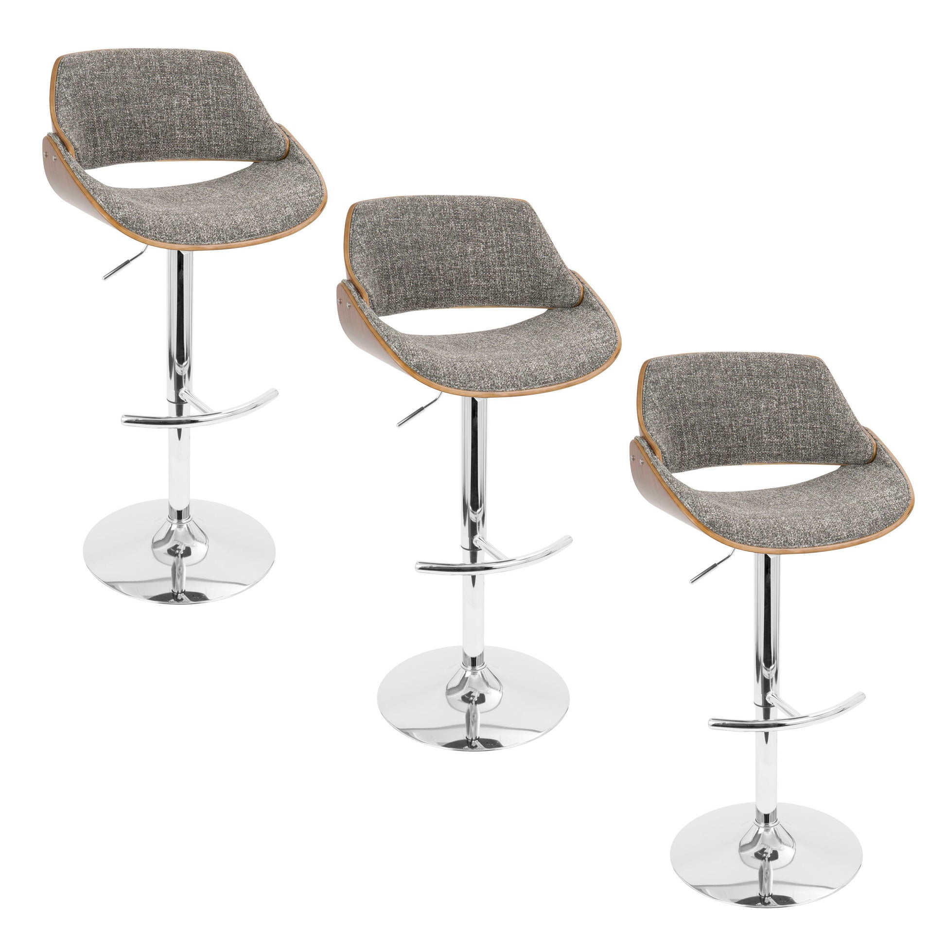 Fabrizzi - Mid Century Modern Adjustable Barstool With Swivel With Rounded T Footrest (Set of 3) - Best Buy Furniture