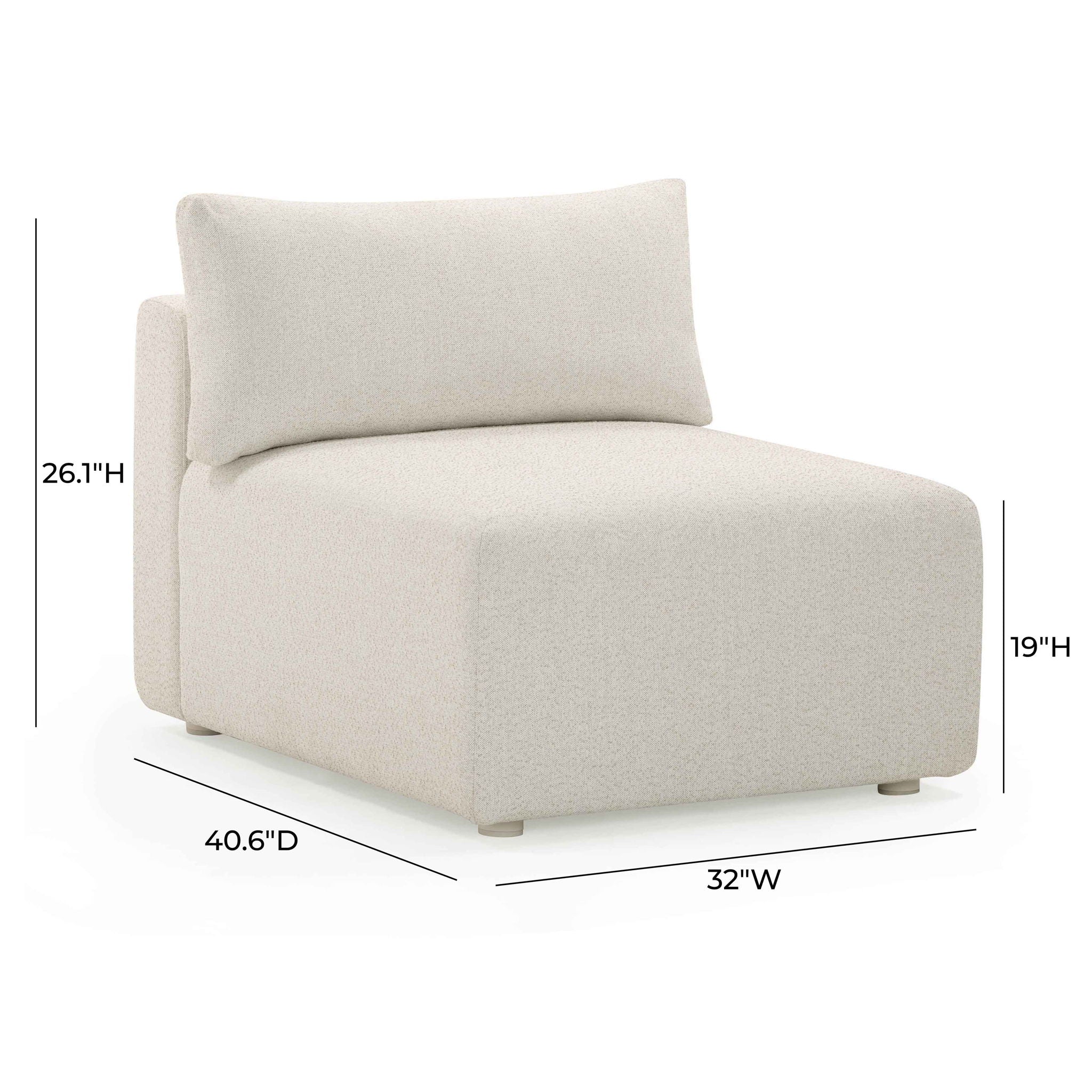 Hangover - Outdoor Modular Armless Chair - Cream