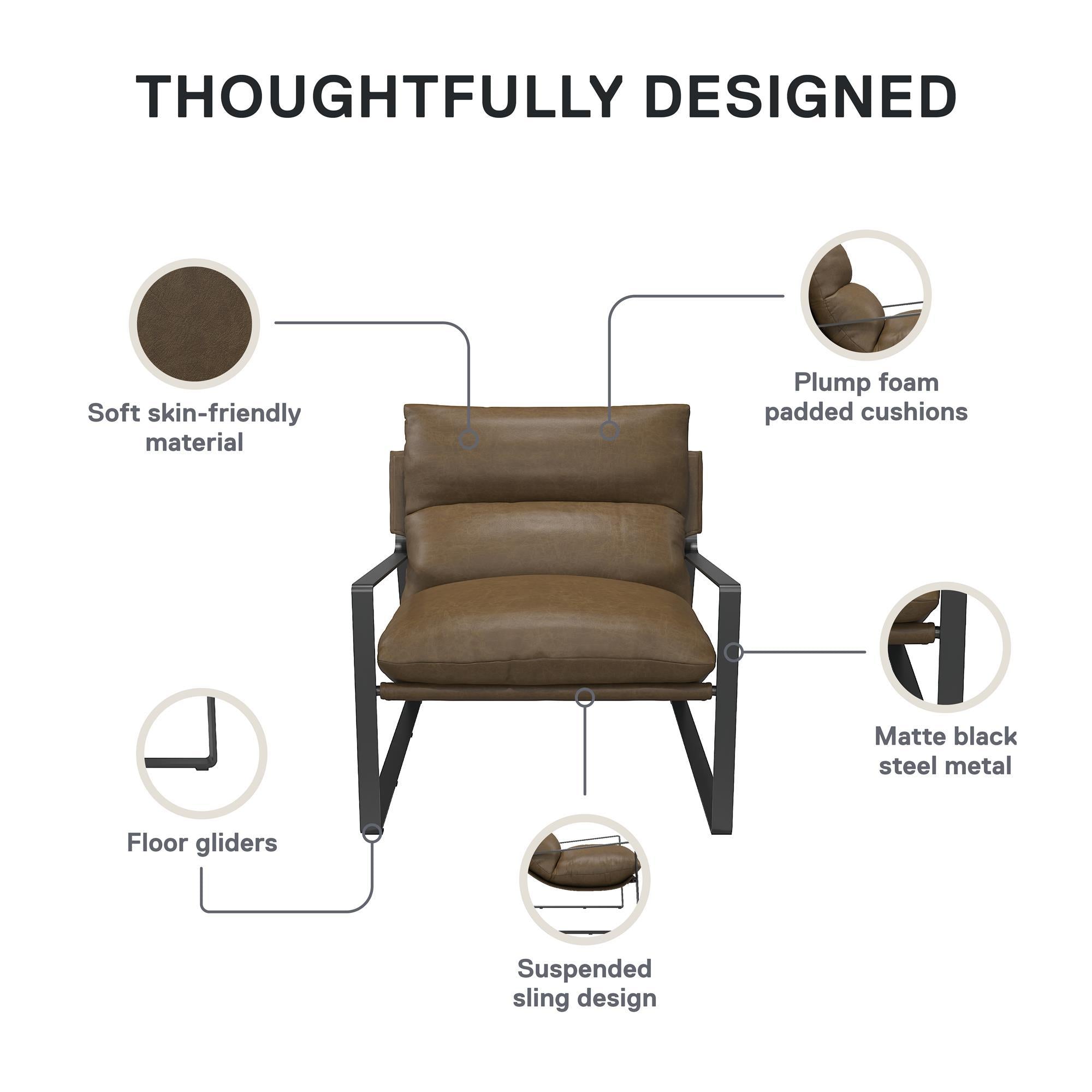 Gatsby - Upholstered Sling Accent Chair - Camel