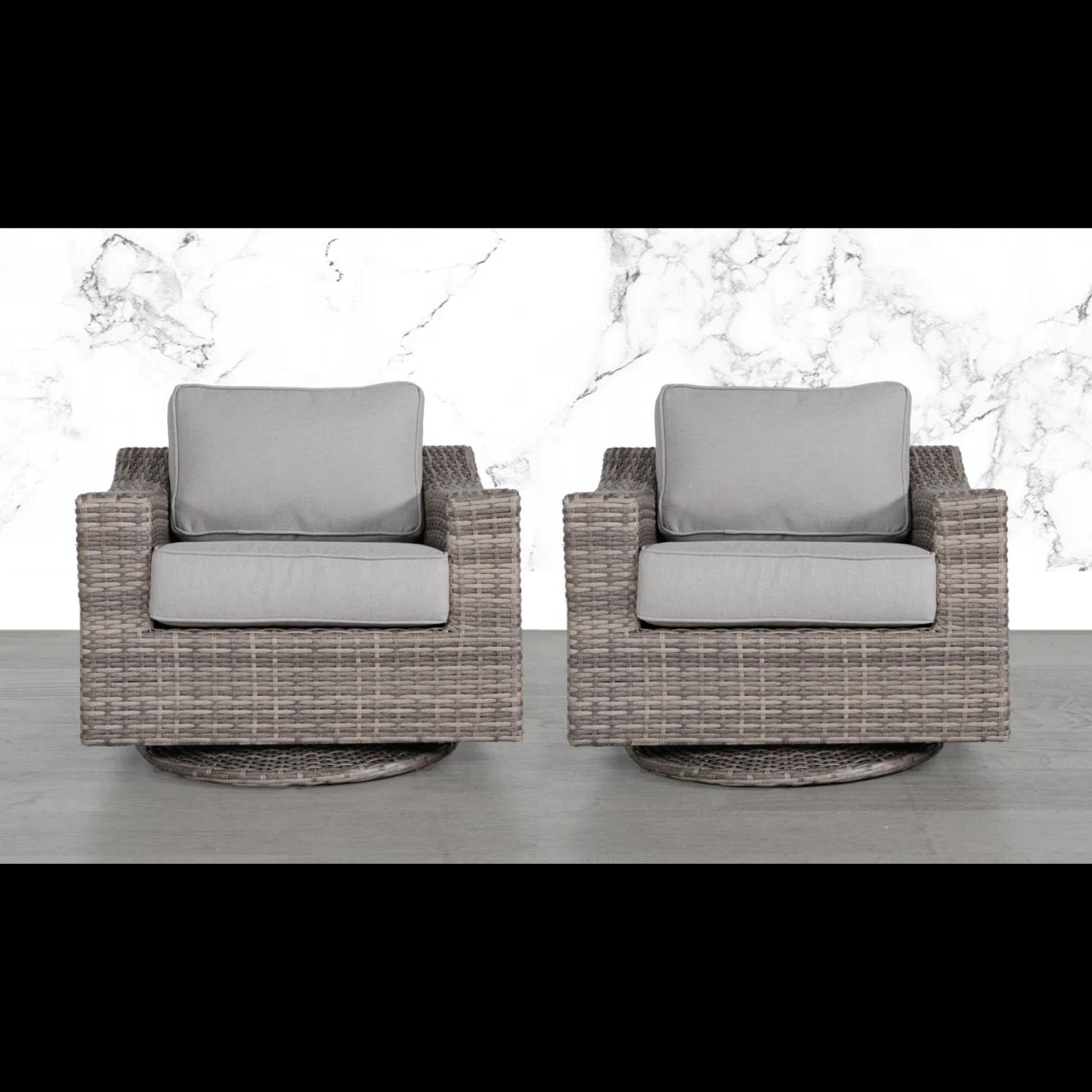 Elegant Swivel Patio Chair With Luxurious Cushions Perfect For Outdoor Relaxation (Set of 2) - Gray Mix - Best Buy Furniture