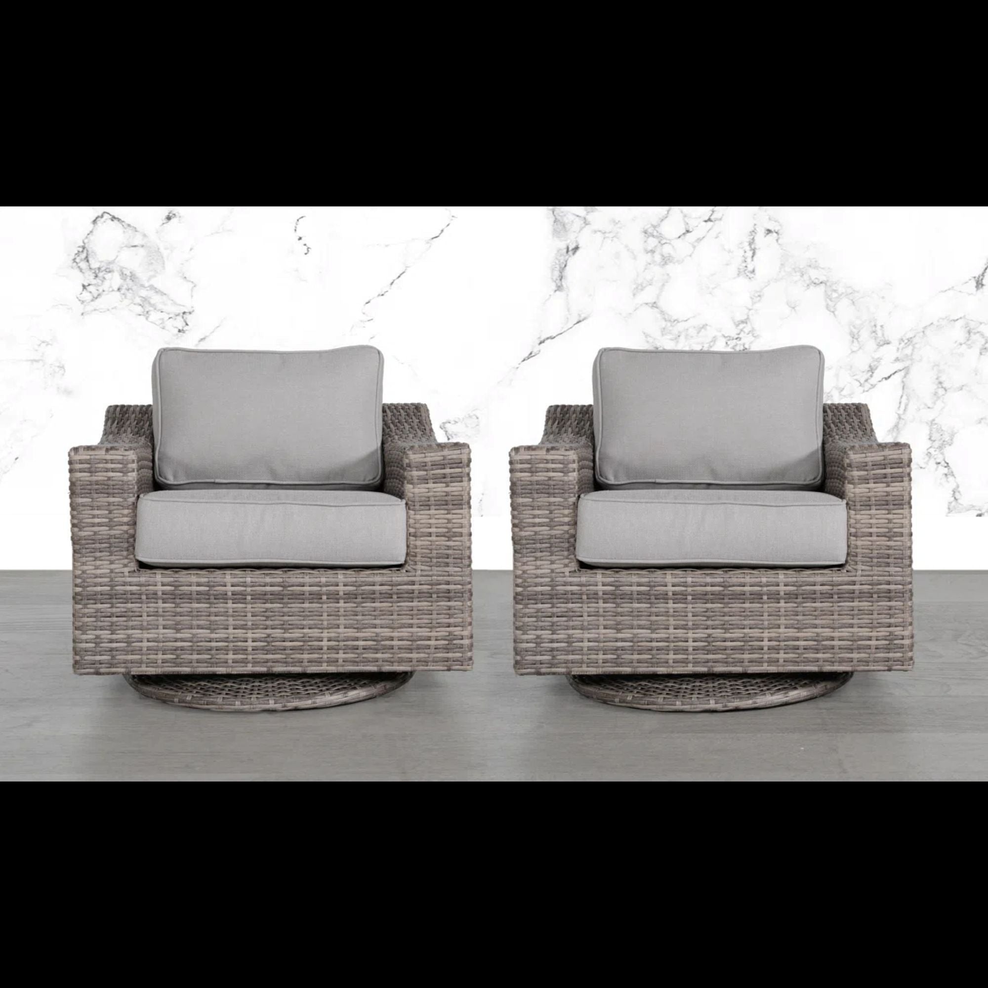 Elegant Swivel Patio Chair With Luxurious Cushions Perfect For Outdoor Relaxation (Set of 2) - Gray Mix - Best Buy Furniture