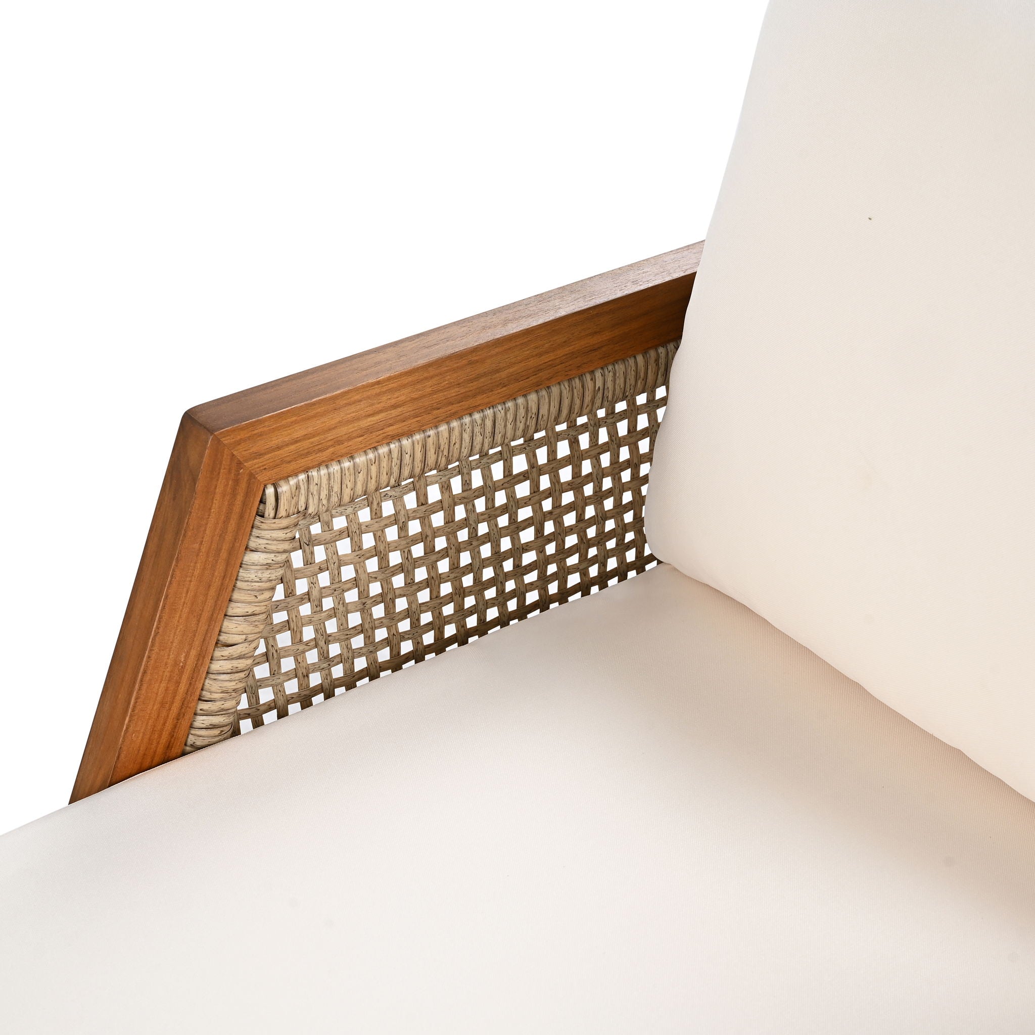 Acacia Wood Patio Furniture Club Chair, Outdoor Wicker Armchair, Deep Seating With Soft Cushions For Porch - Teak / Mix Brown