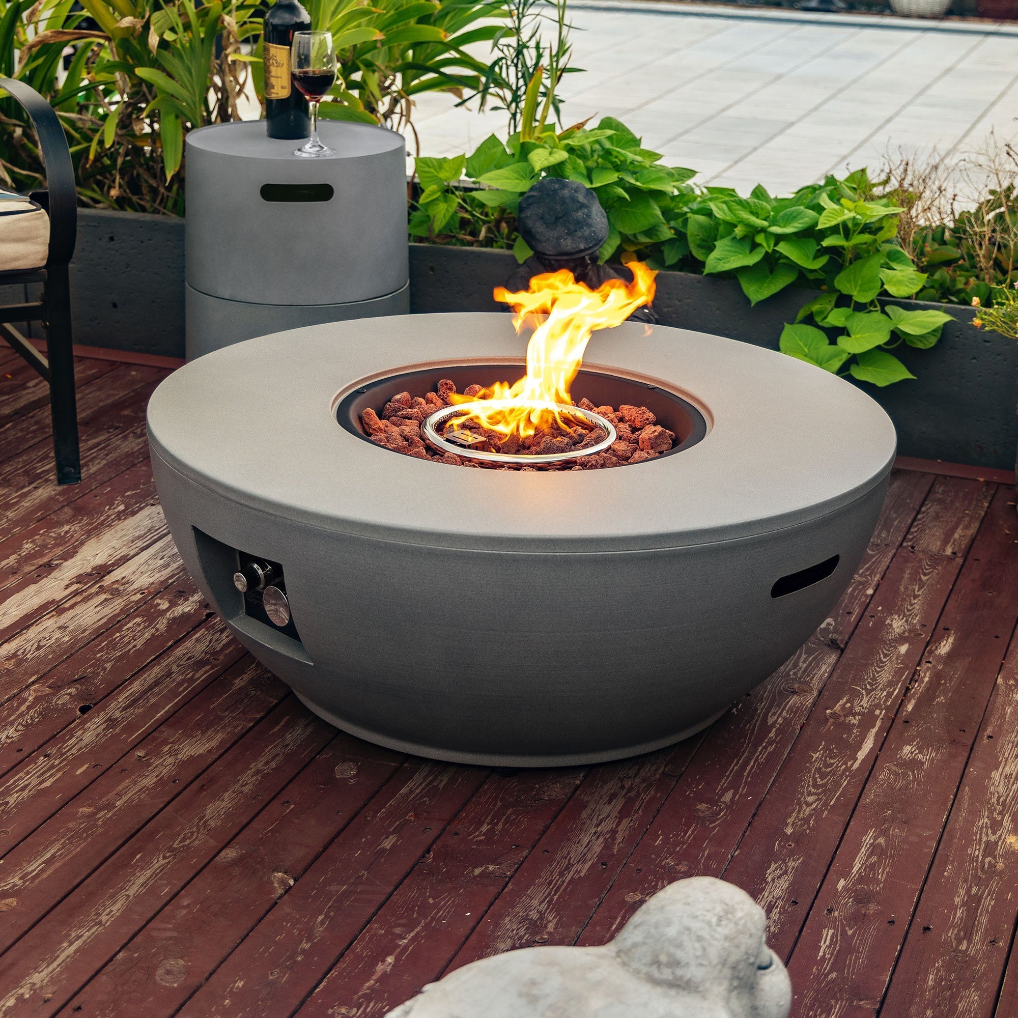36'' Propane Gas Fire Pit Table - Grey Steel