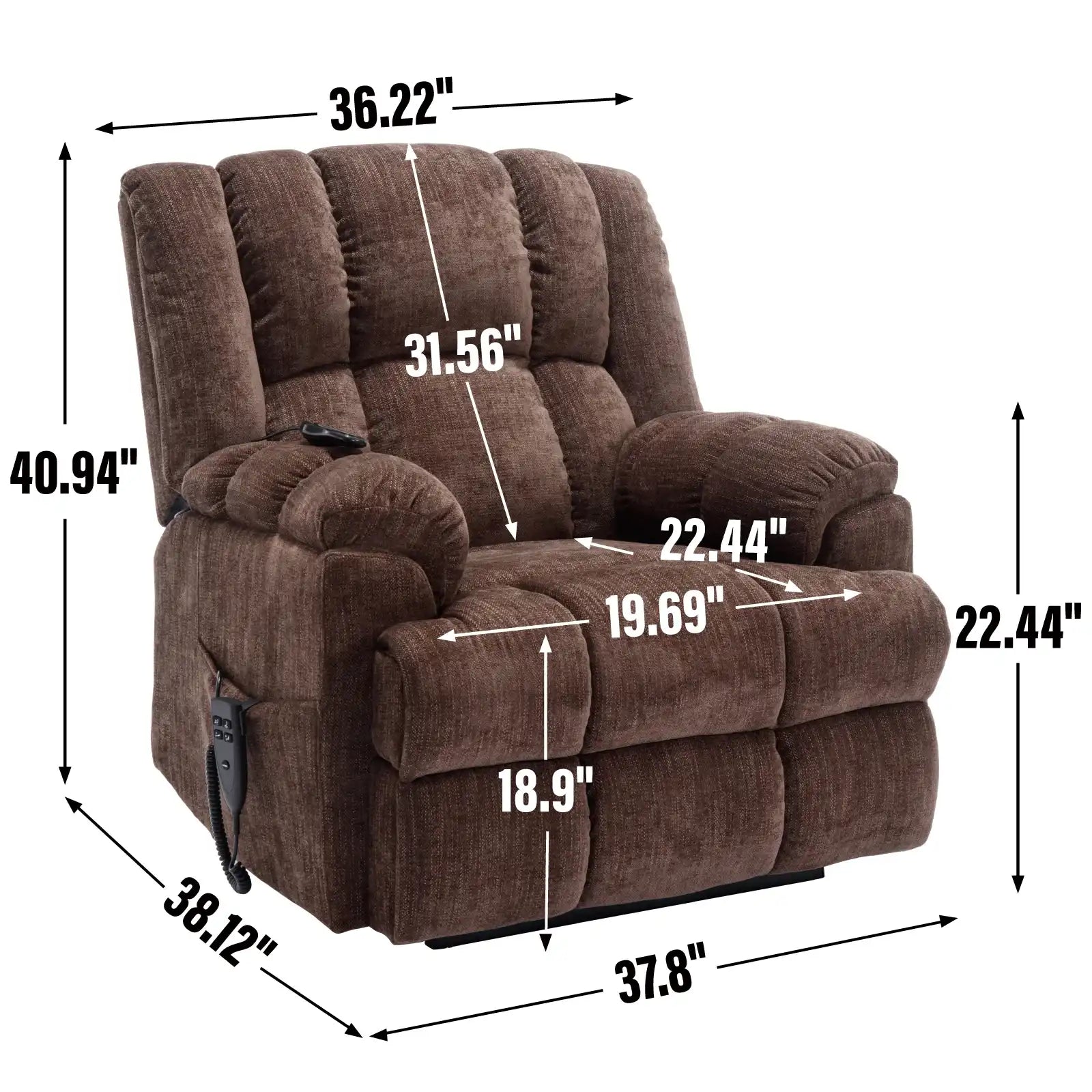 TOPMAX Electric Power Lift Recliner with Massage, Brown - Best Buy Furniture