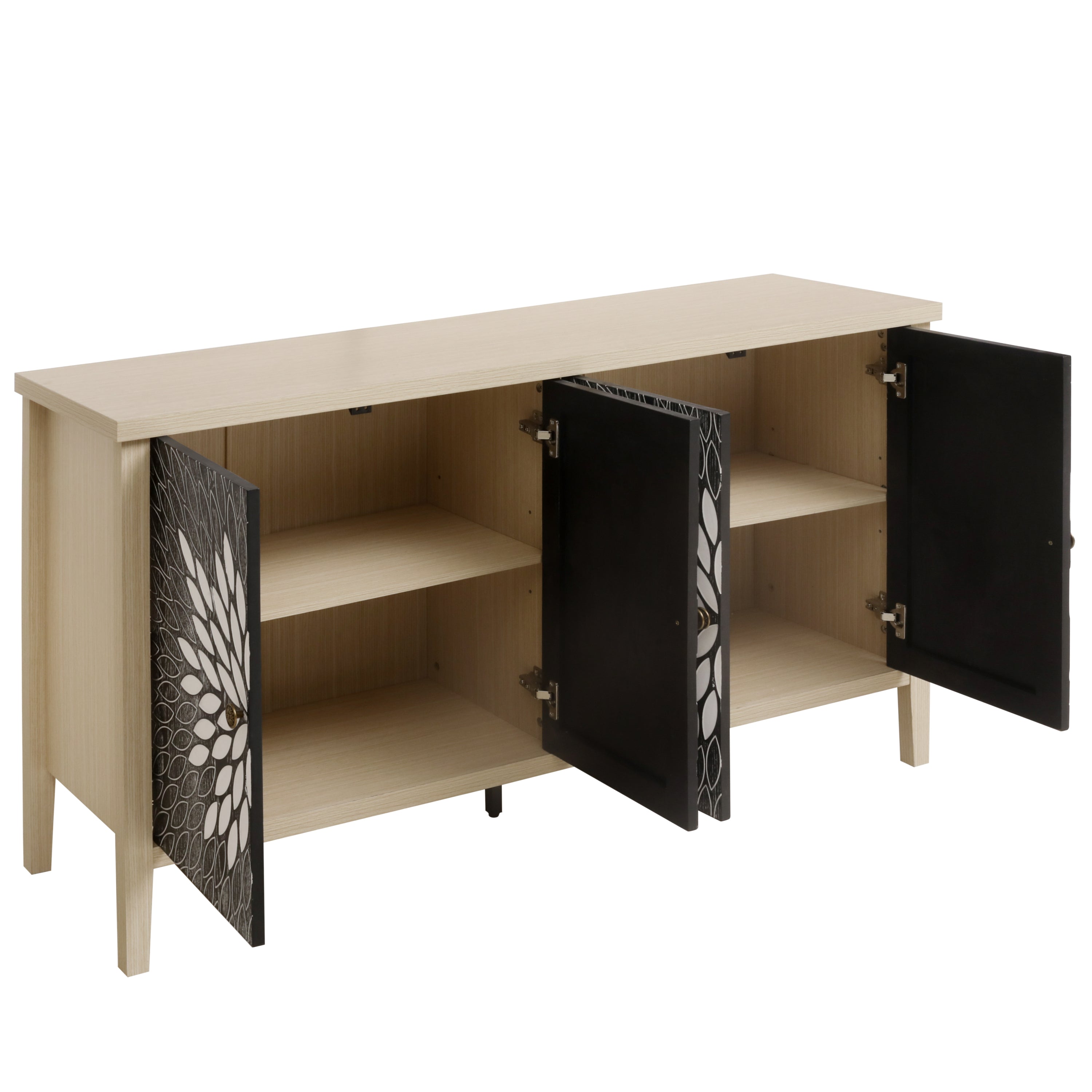 Sideboard Buffet Cabinet with 4 Doors and Adjustable Shelves