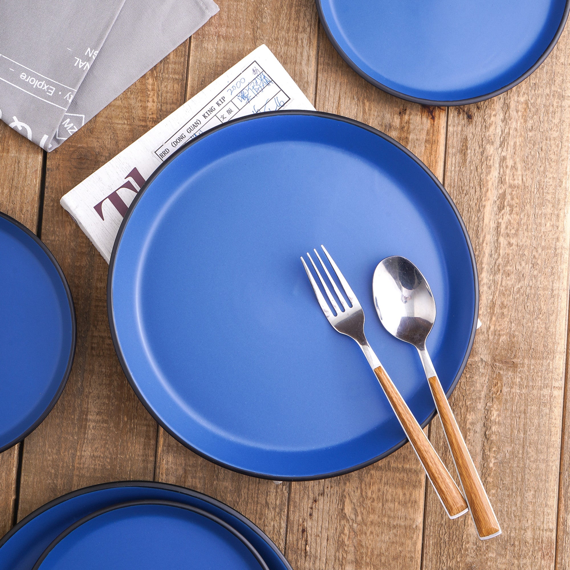 Albie Stoneware Dinner Plate - Blue And Black