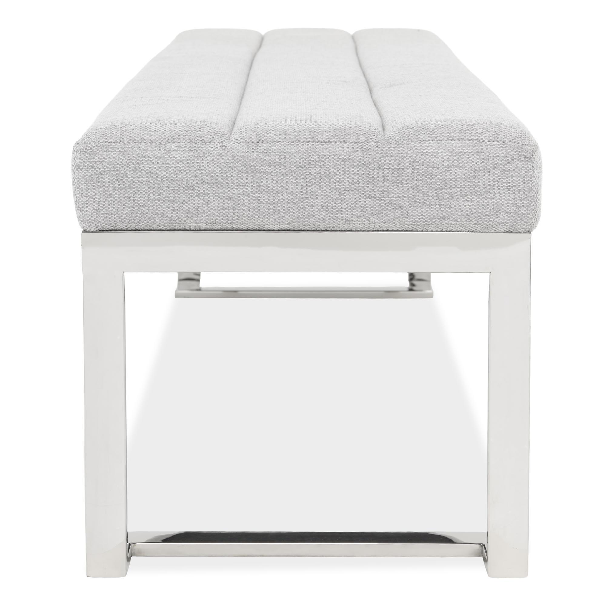 Signature Beds & Benches - Tulip Accent Bench - Gray / Chrome