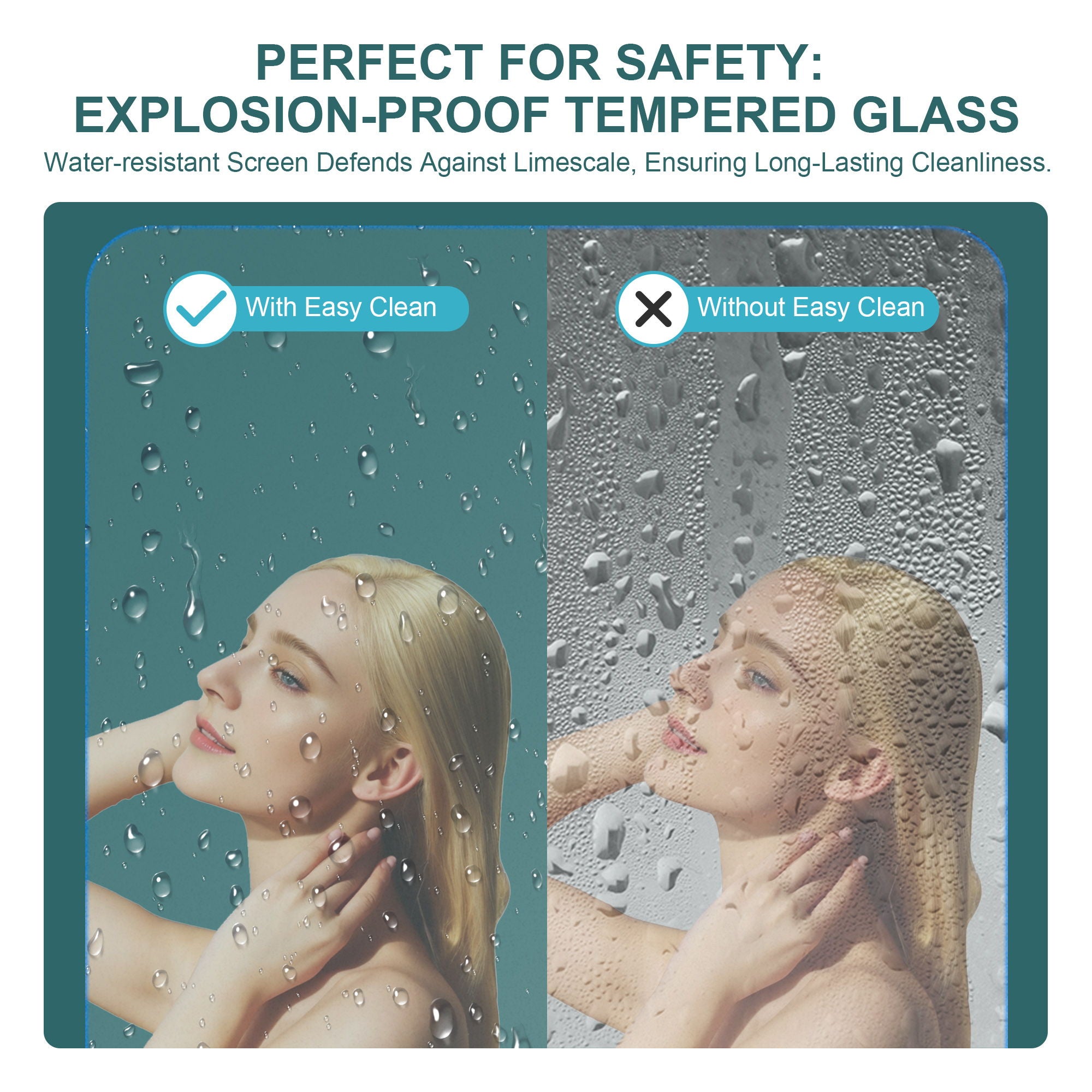 Fold Frameless Shower Door With Tempered Glass