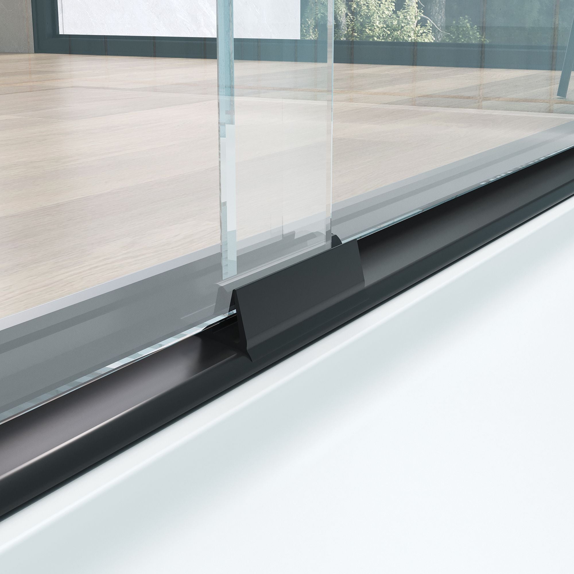 Aluminum Frame Double Double Soft Close Shower Door, Tempered Glass And Dual Stainless Steel Handles