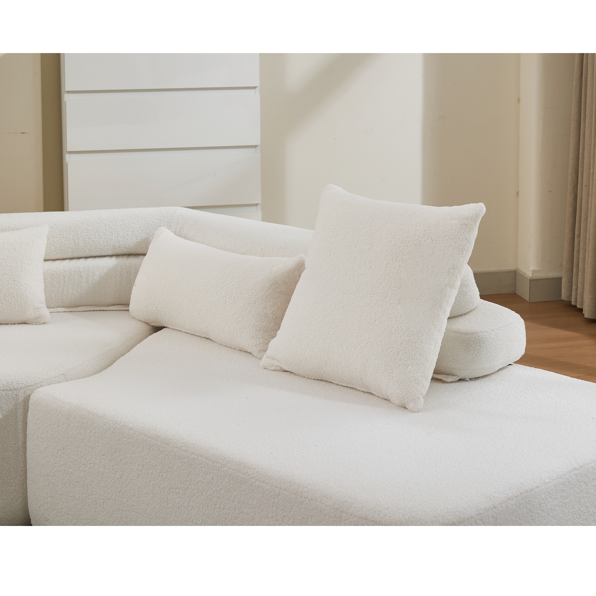 128' Minimalist Cloud Sectional Couch in Beige