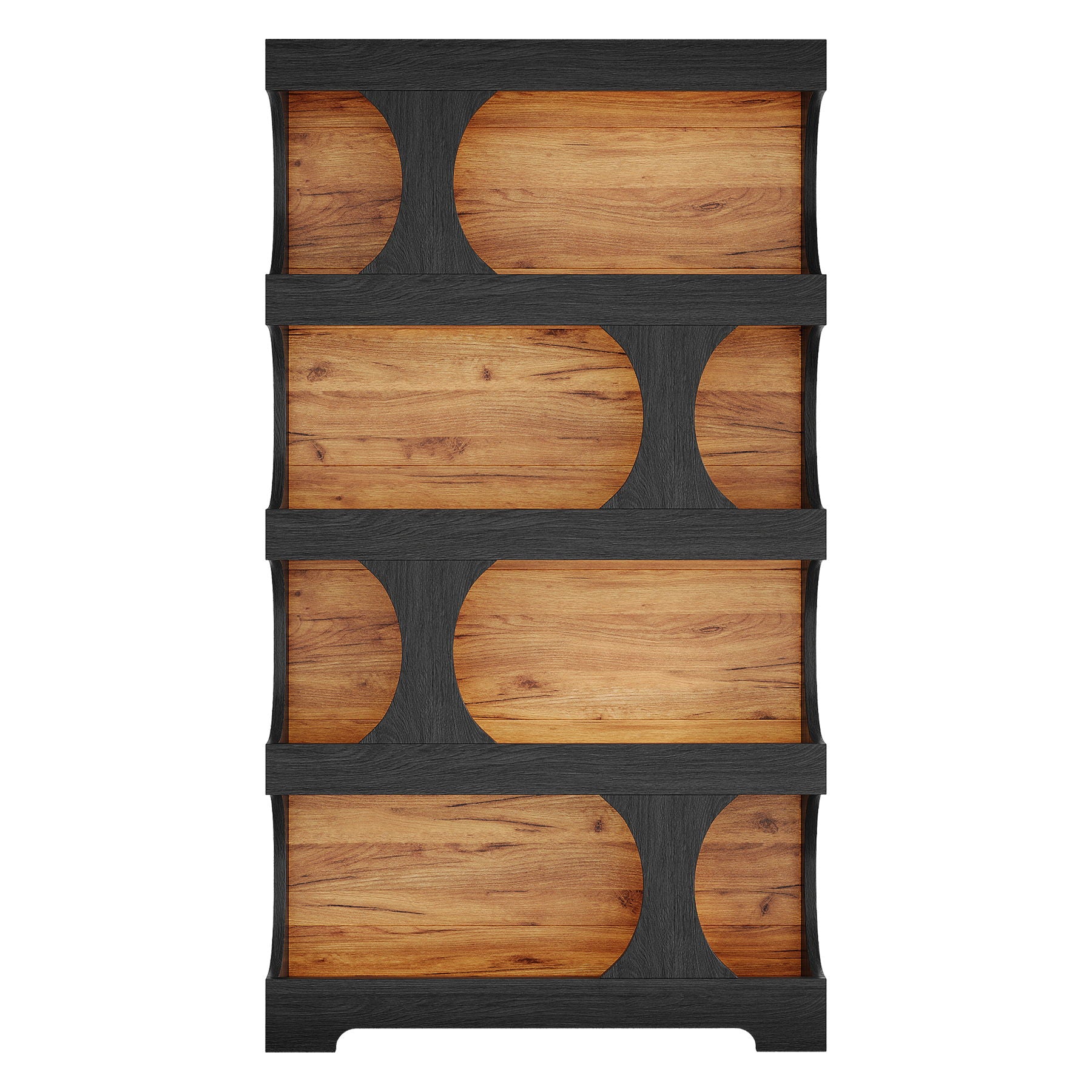 4 Tier S-Shaped Freestanding Storage Shelf For Living Room - Black / Brown