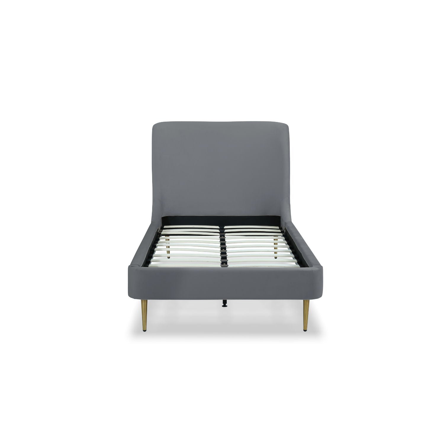 Mid-Century Modern Upholstered Bed With Curved Headboard
