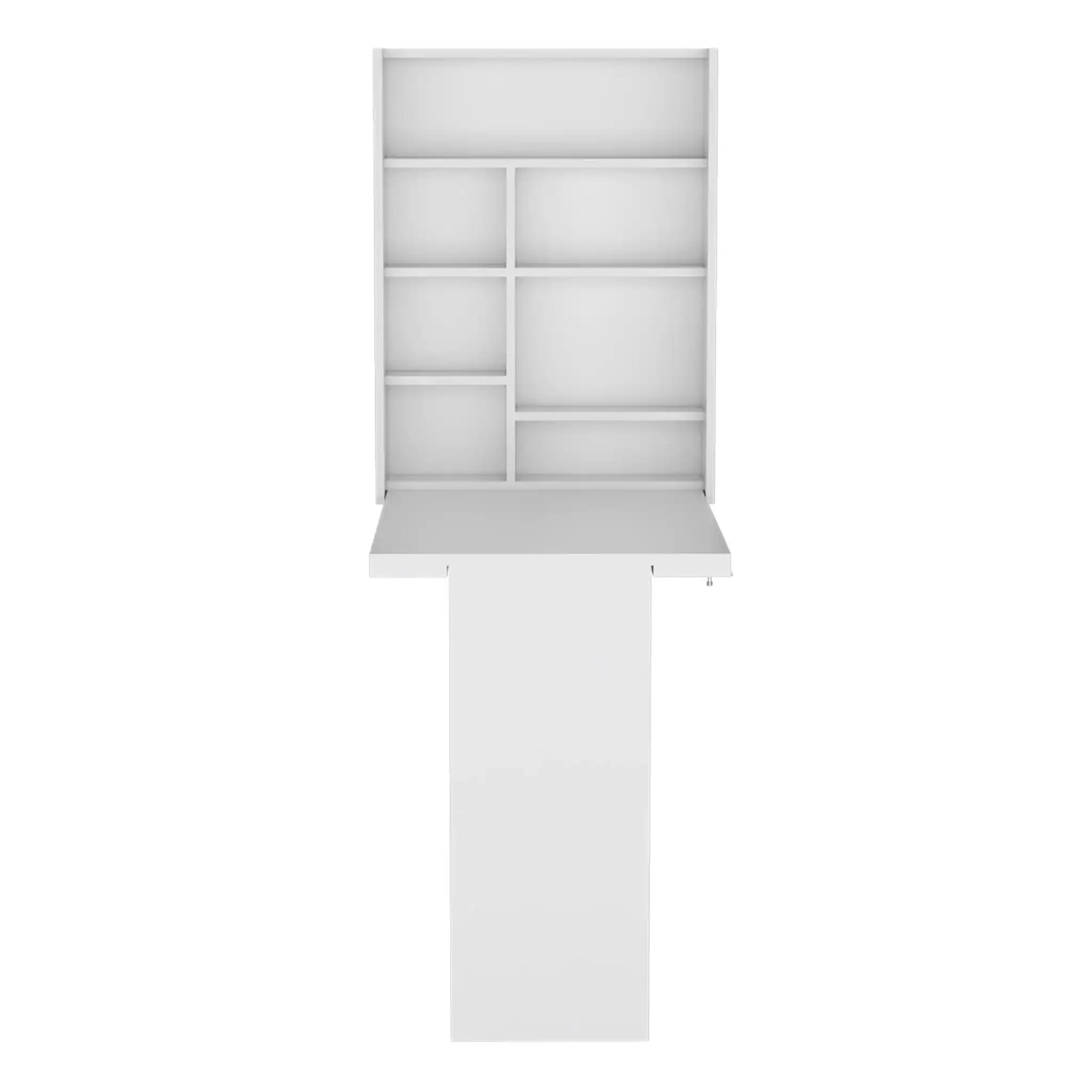 Wall Foldable Table With Multiple Shelves - White