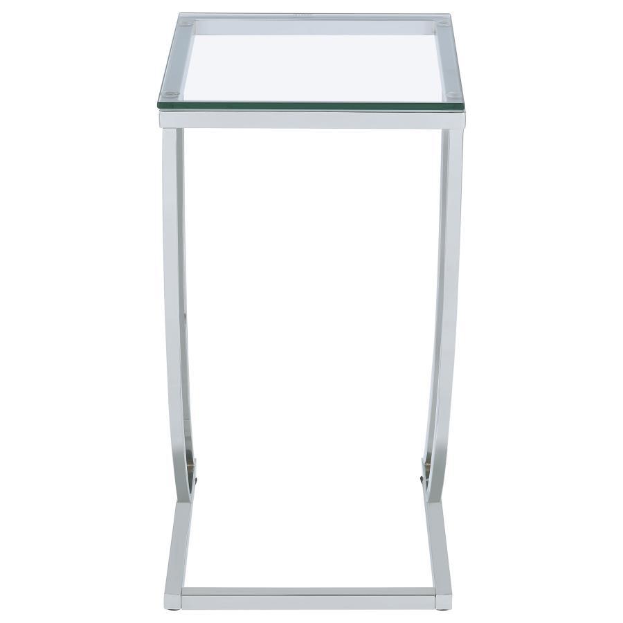 Cayden - Rectangular Glass Top Sofa Side Table - Chrome