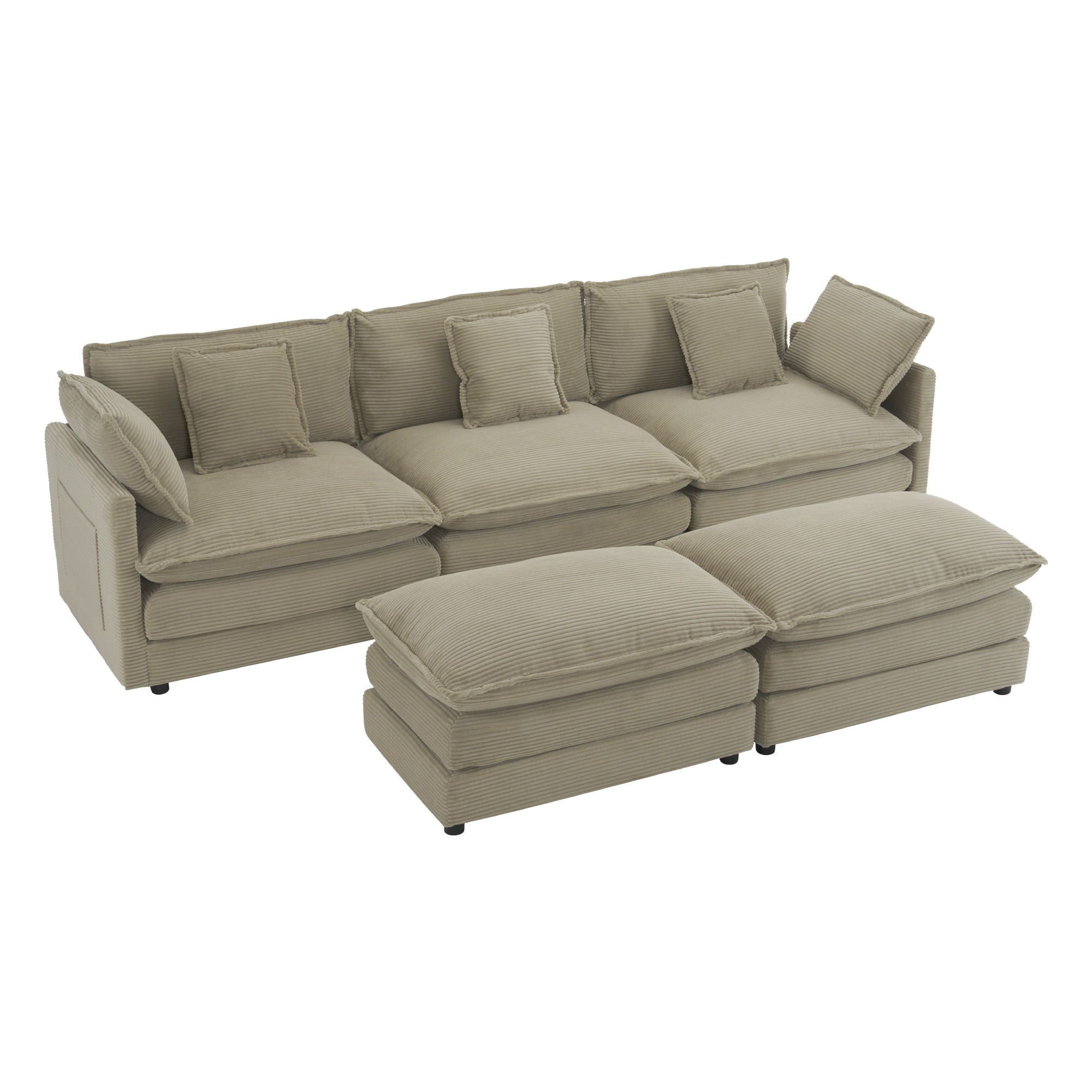 Modern Modular Sectional Sofa With Side Storage Pockets For Living Room