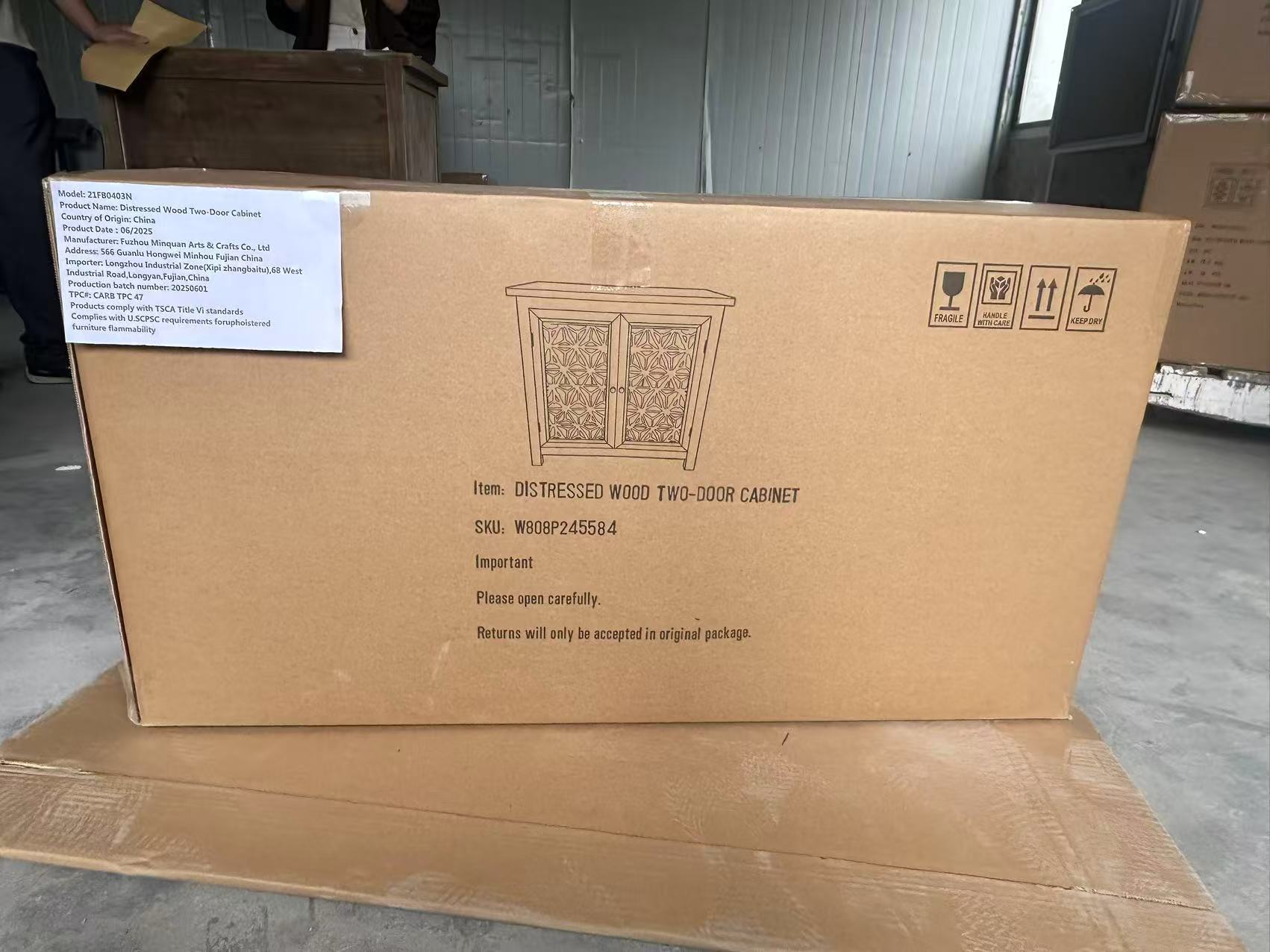 Rustic Natural Aged Brown Solid Wood Transitional Storage Cabinet – 31.89'