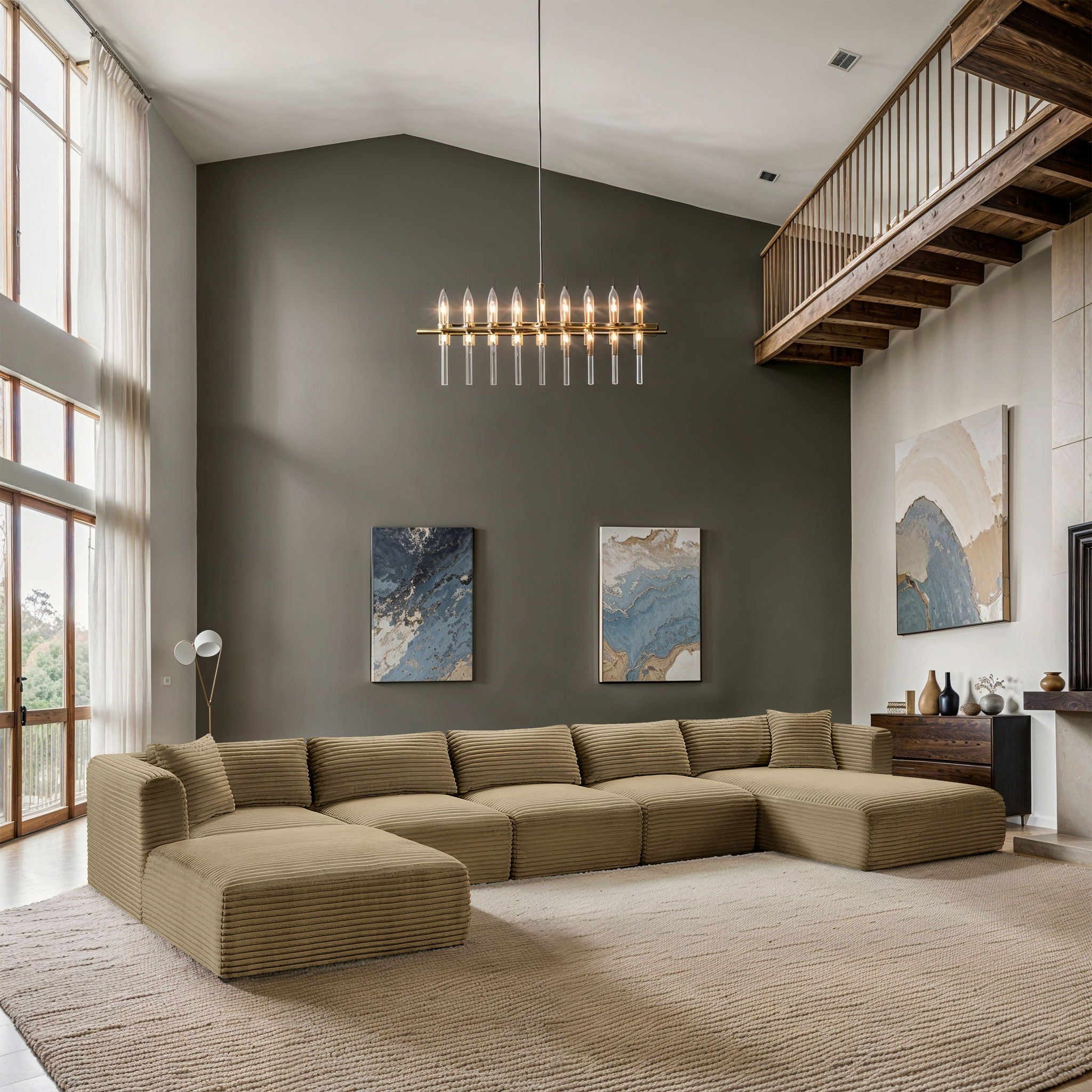 Shaggy - 6 Piece Modular Sectional With Chaise And Ottoman