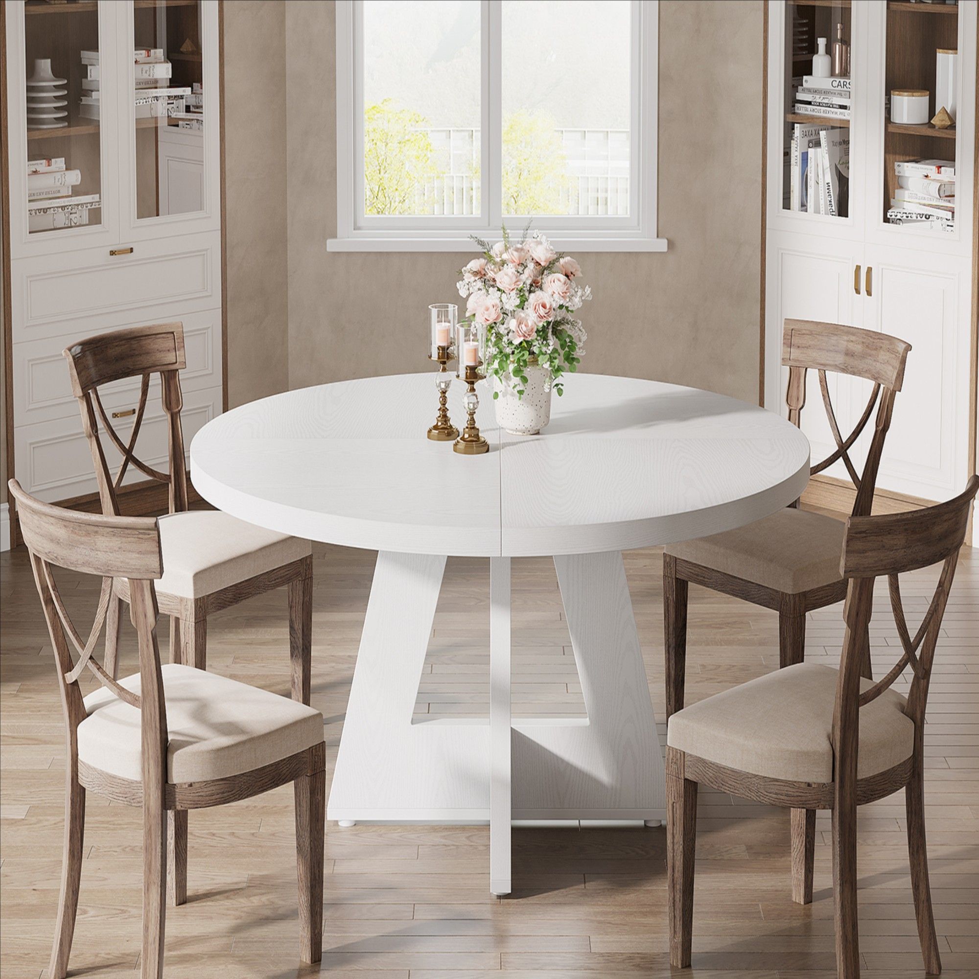 Round Dining Cross Base Kitchen Table