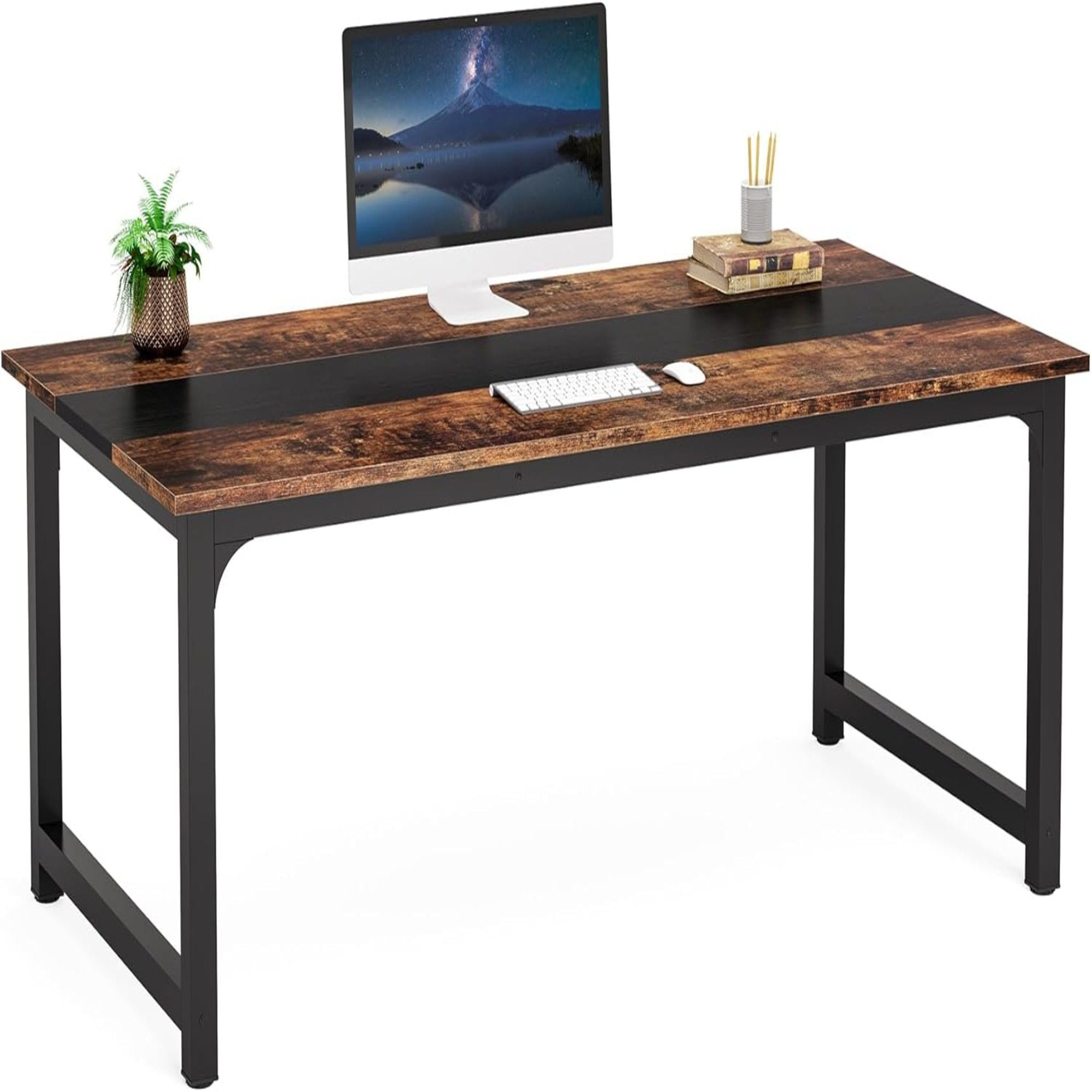 Large Computer Desk With Steel Frame For Home Office Workstation