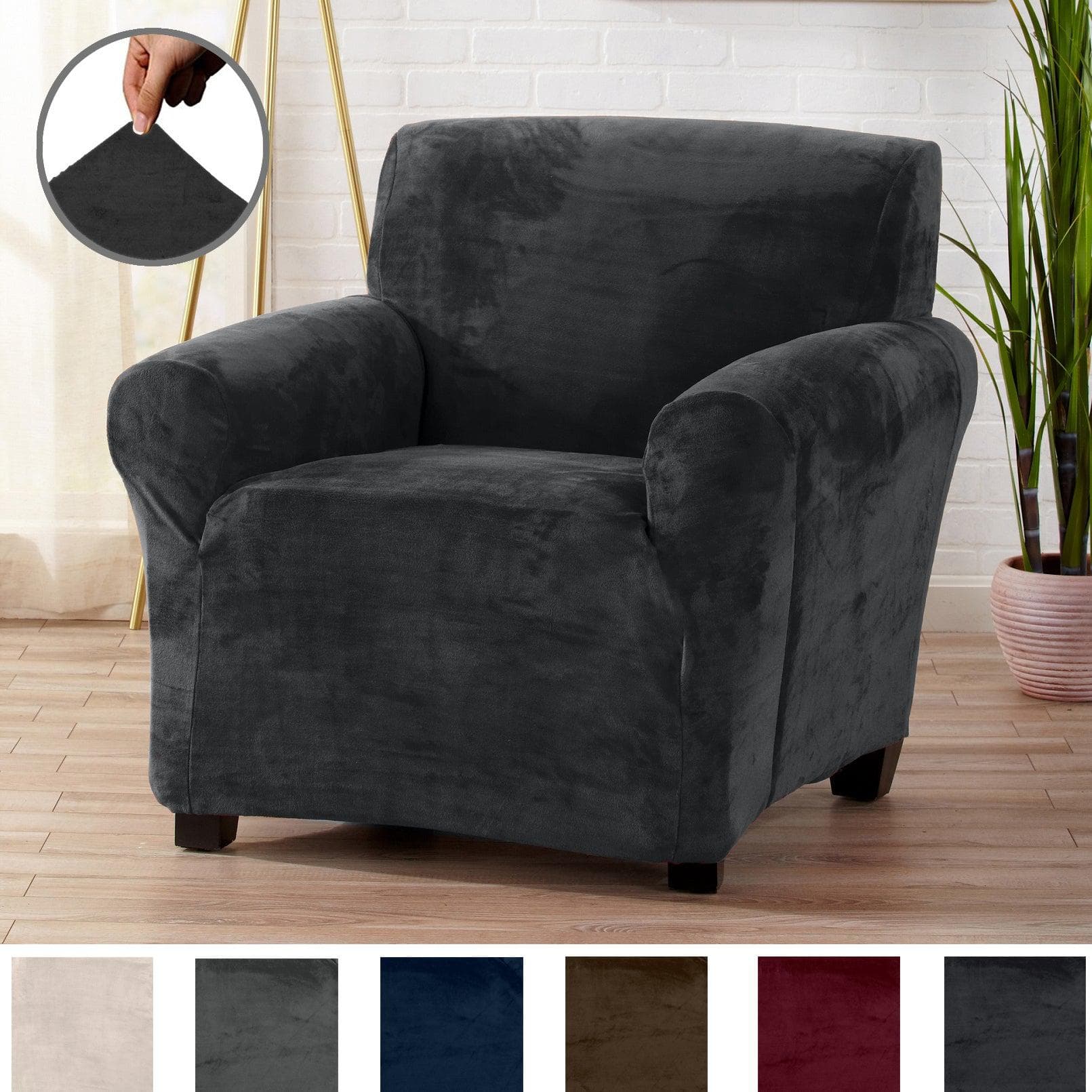 Velvet Stretch Slipcover - Gale Collection - Best Buy Furniture