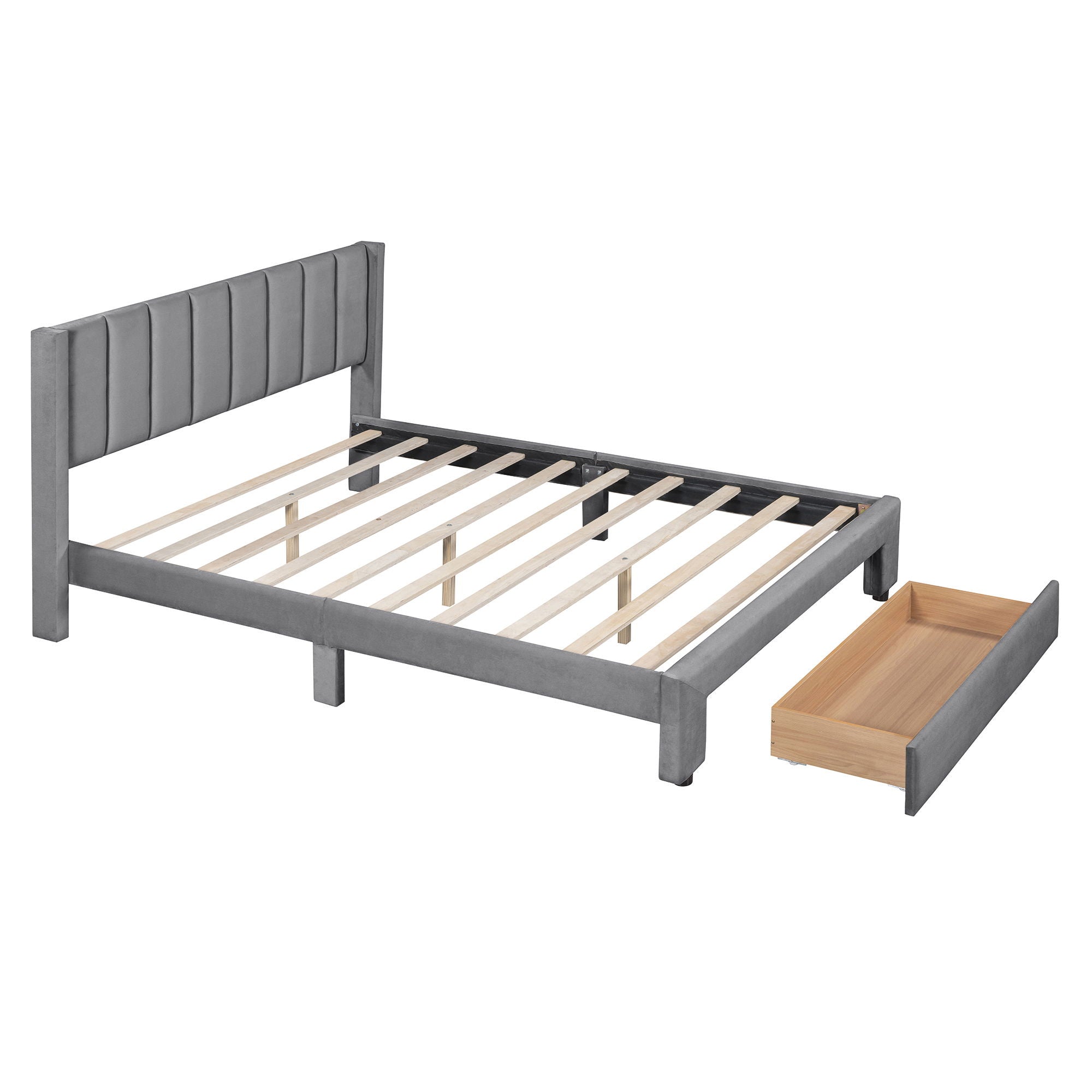 Storage Elegant Upholstered Platform Bed With Drawer