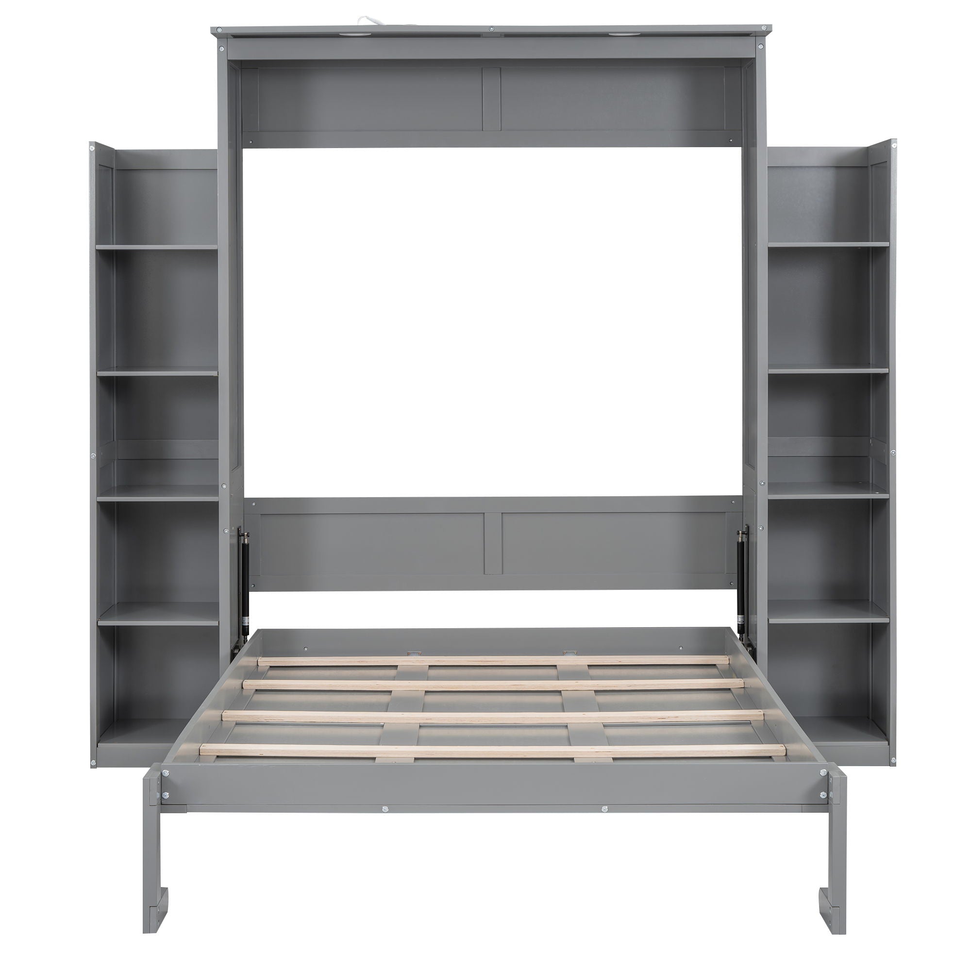 Wall Murphy Bed With Shelves And LED Lights