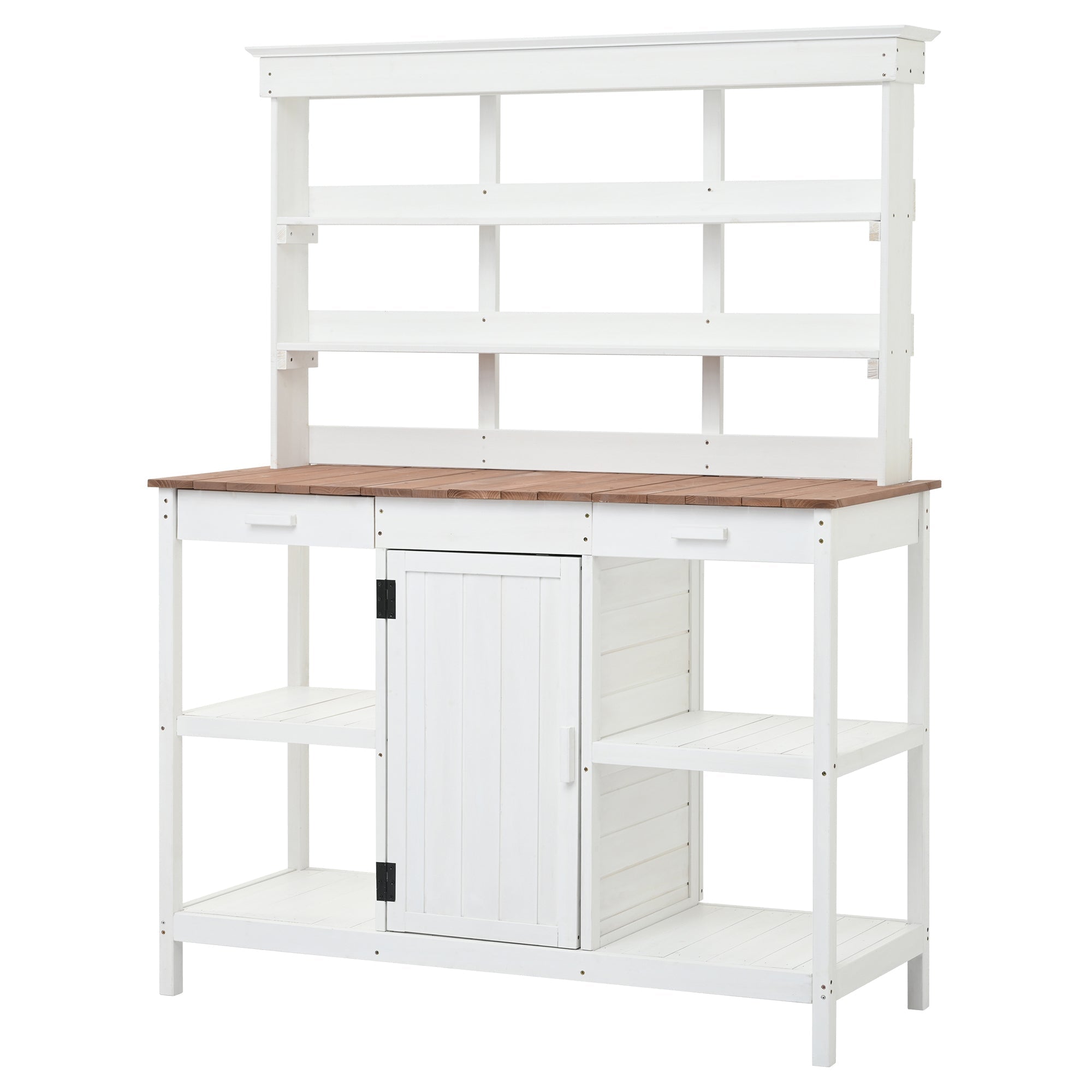 Topmax 66' Large Outdoor Farmhouse Wooden Potting Bench Table